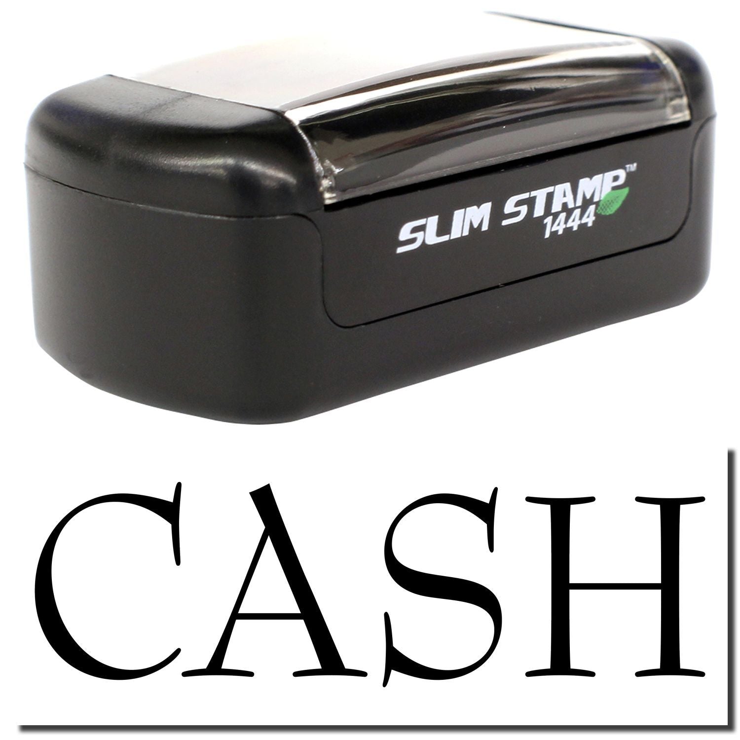 Black Slim Stamp 1444 pre-inked cash stamp for office and retail use