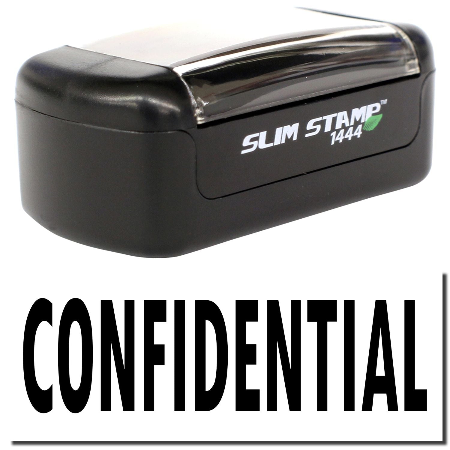 Black Slim Stamp 1444 self-inking confidential stamp with bold CONFIDENTIAL text on white background