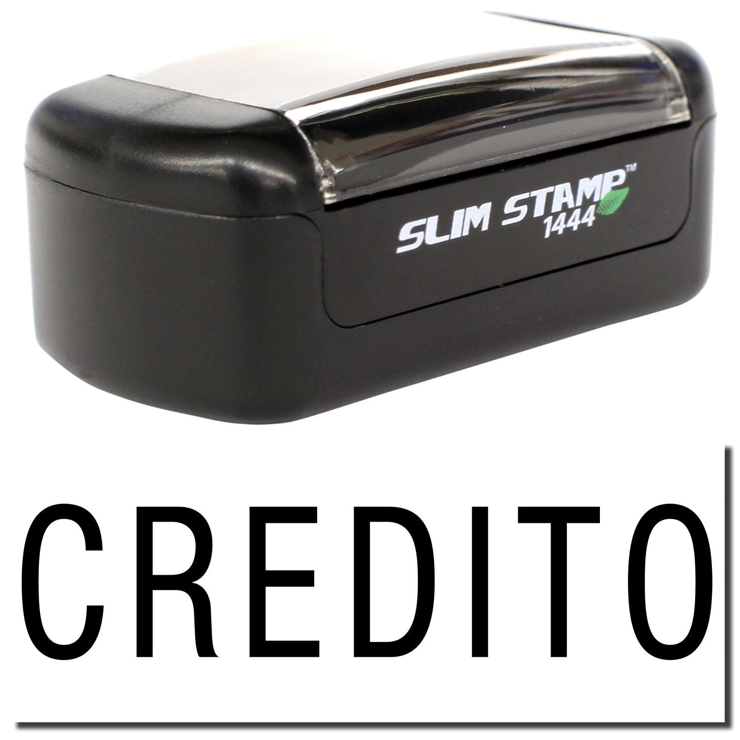 Slim Stamp 1444 credit embosser with black compact design and transparent top cover