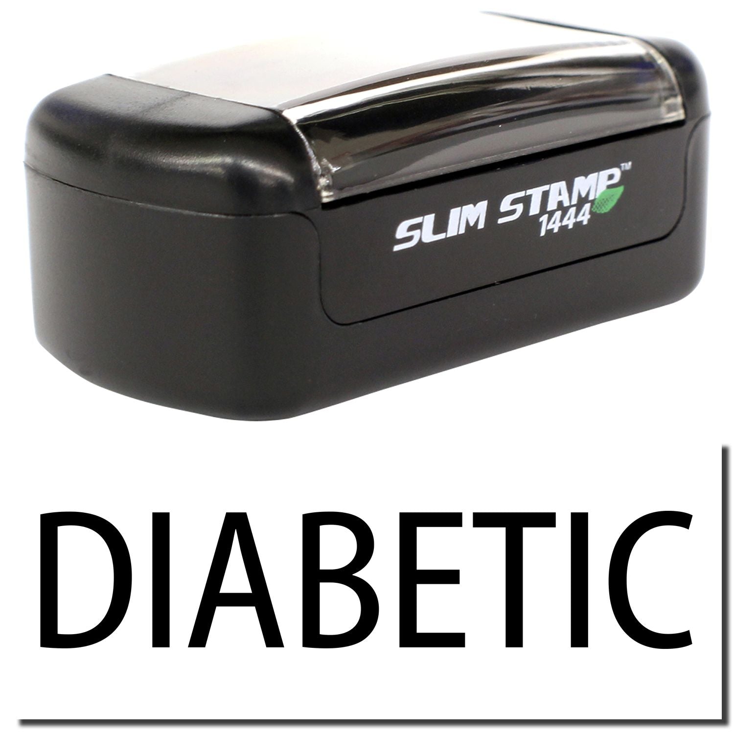 Black Slim Stamp 1444 diabetic rubber stamp with DIABETIC text on white background