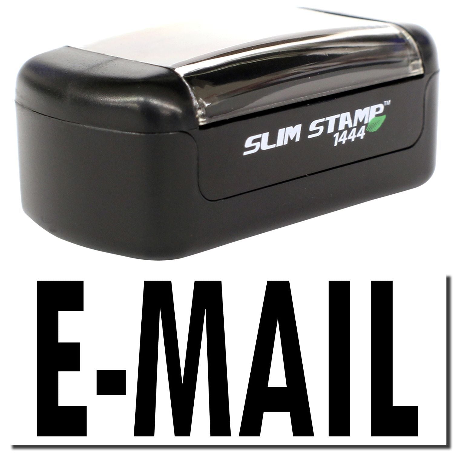 Slim Stamp 1444 E-mail self-inking stamp in black with compact rectangular design.