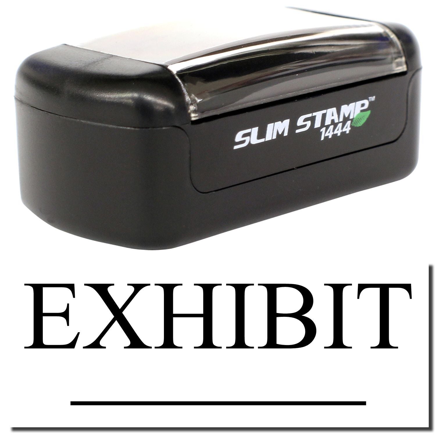 Black Slim Stamp 1444 exhibit stamp for office document marking and labeling