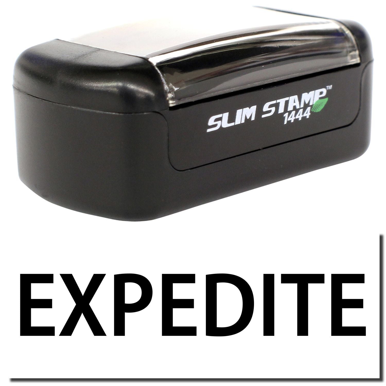 Black Slim Stamp 1444 self-inking office stamp with EXPEDITE marking