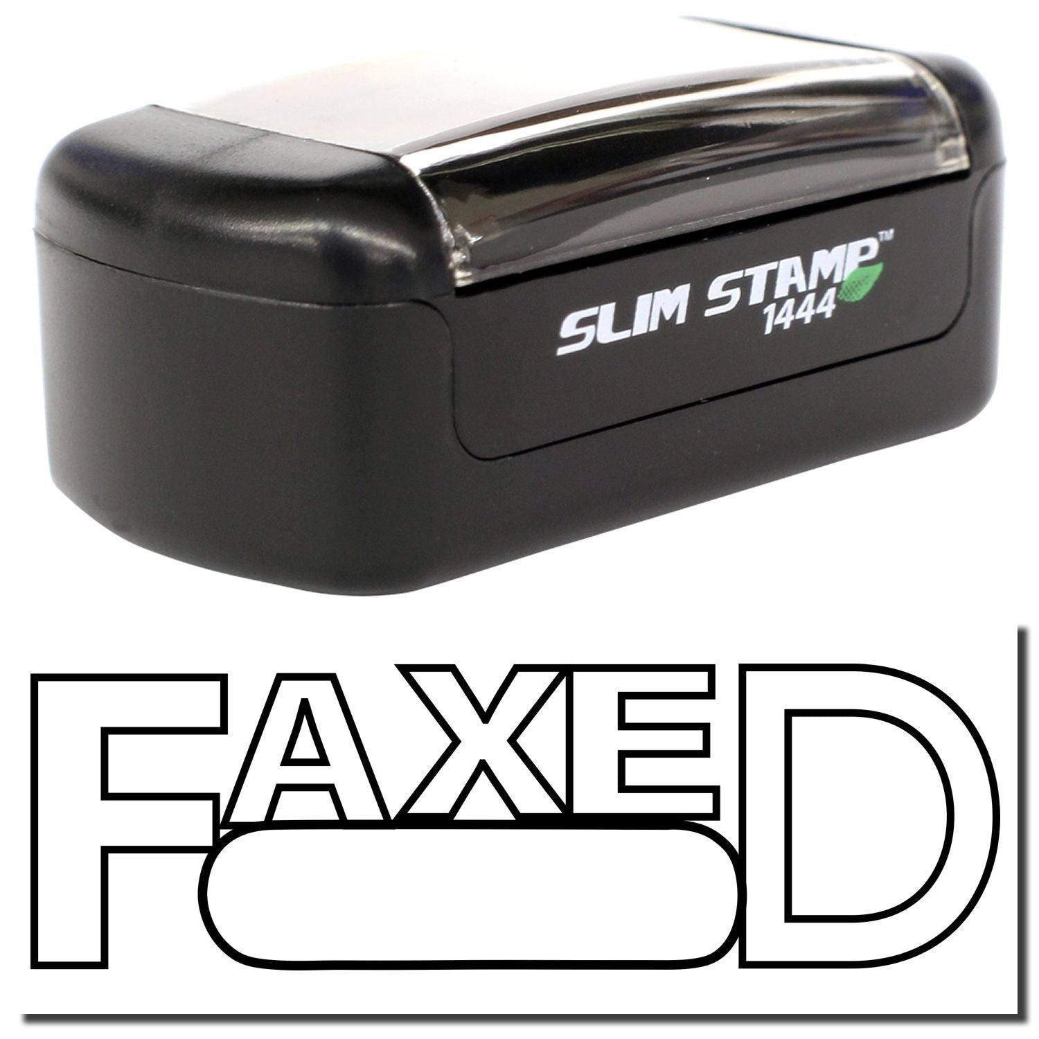 Black Slim Stamp 1444 custom self-inking stamp with CAXED logo design