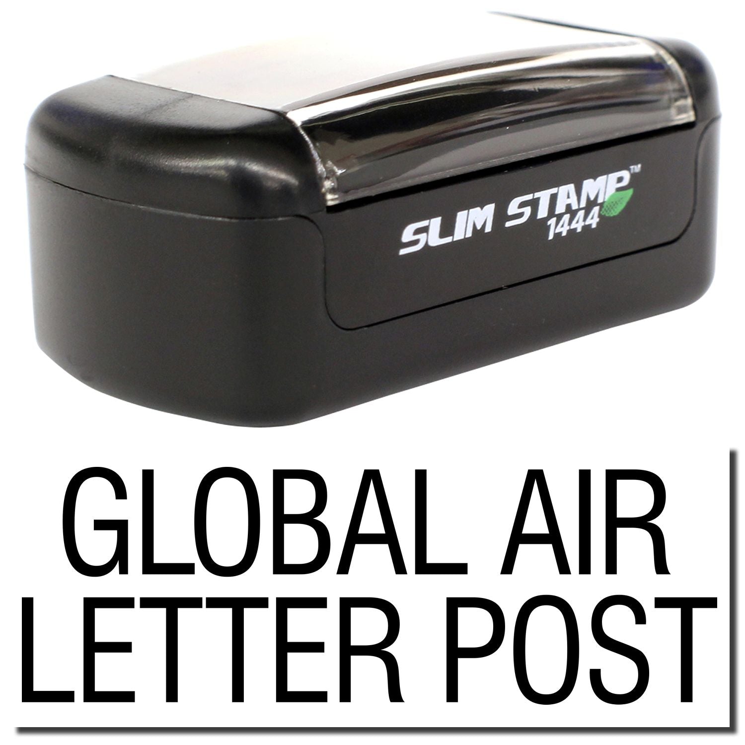 Global Air Letter Post Slim Stamp 1444 black self-inking address stamp for mail and office use