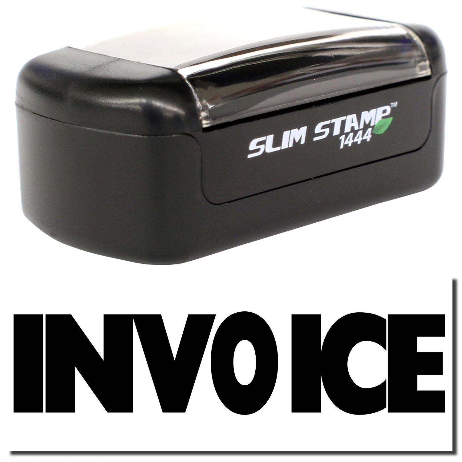 Black Slim Stamp 1444 invoice stamp for office document marking and business use