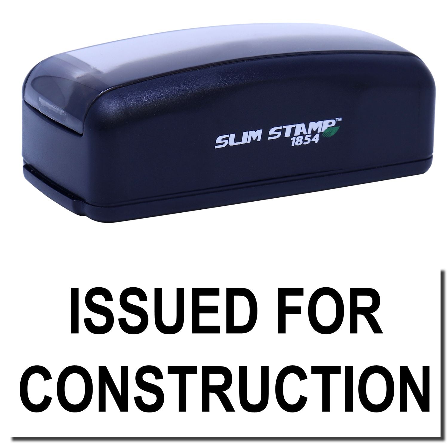Slim Stamp 1854 issued for construction self-inking rubber stamp in black casing