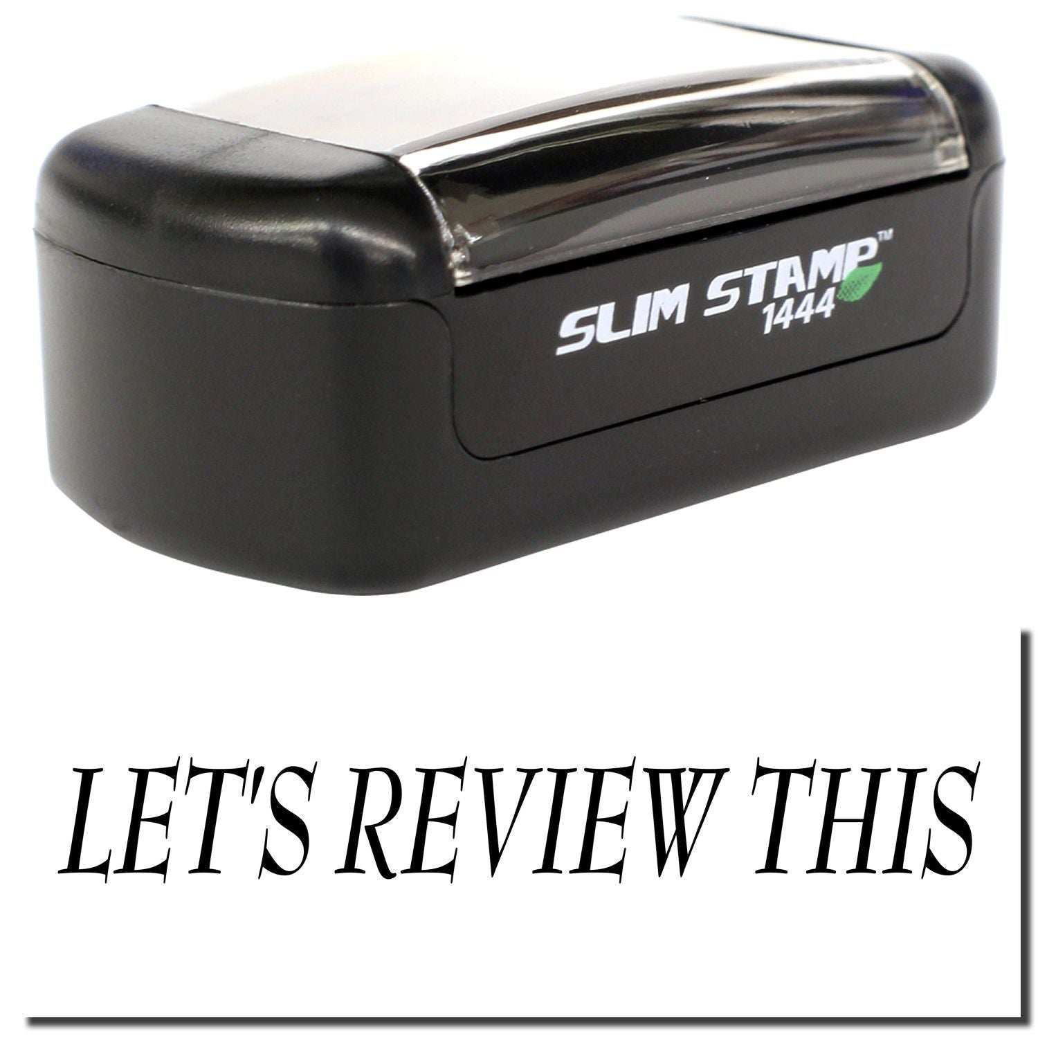 Black Slim Stamp 1444 self-inking rubber stamp on a white background