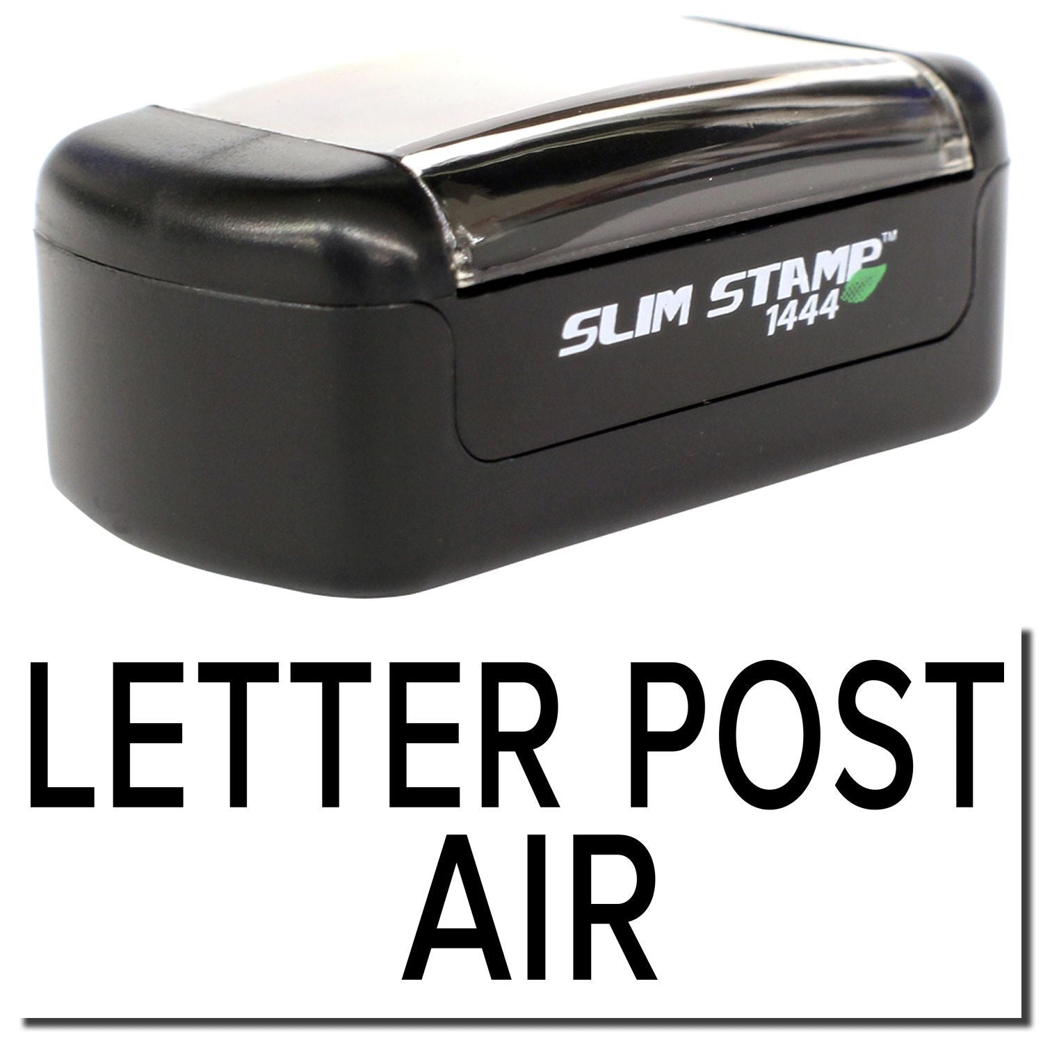 Slim Stamp 1444 self-inking letter post air stamp in black, compact address stamp for mailing and office use
