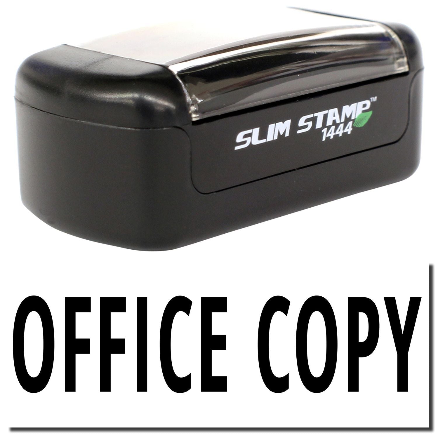 Black Slim Stamp 1444 self-inking office copy stamp for document labeling and office use