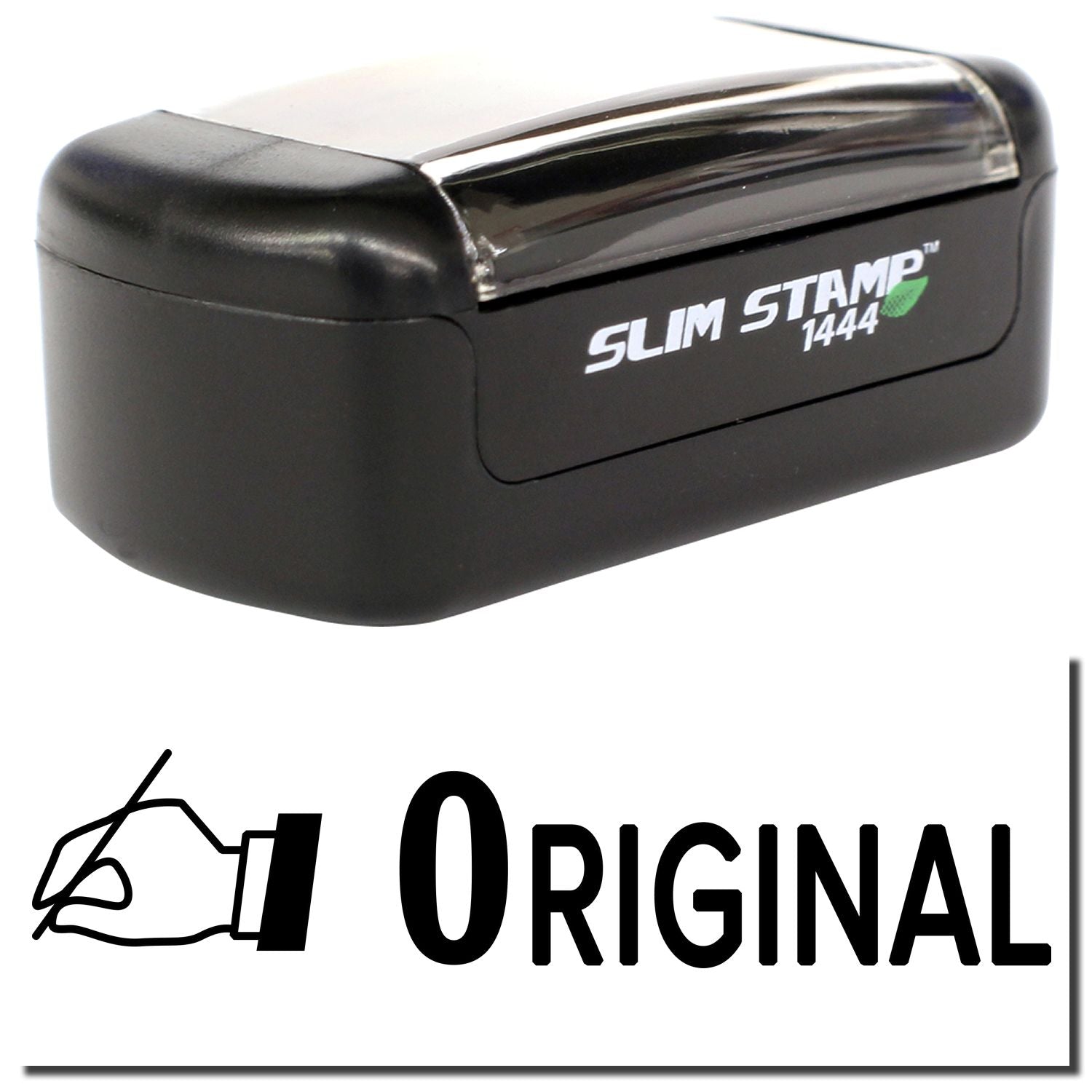 Slim Stamp 1444 original black self-inking rubber stamp with compact design
