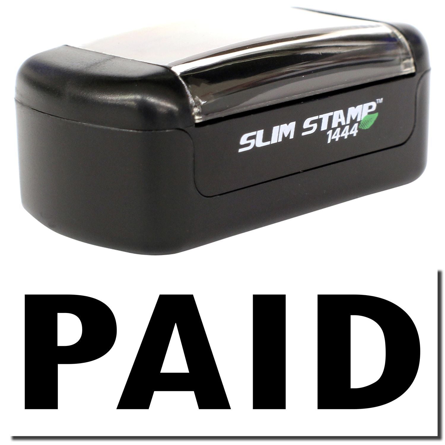 SlimStamp 1444 paid stamp with black self-inking body and bold PAID imprint