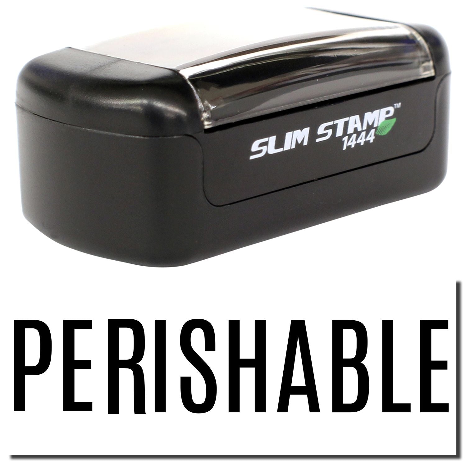 Black Slim Stamp 1444 customizable perishable stamp for shipping and packaging labels.