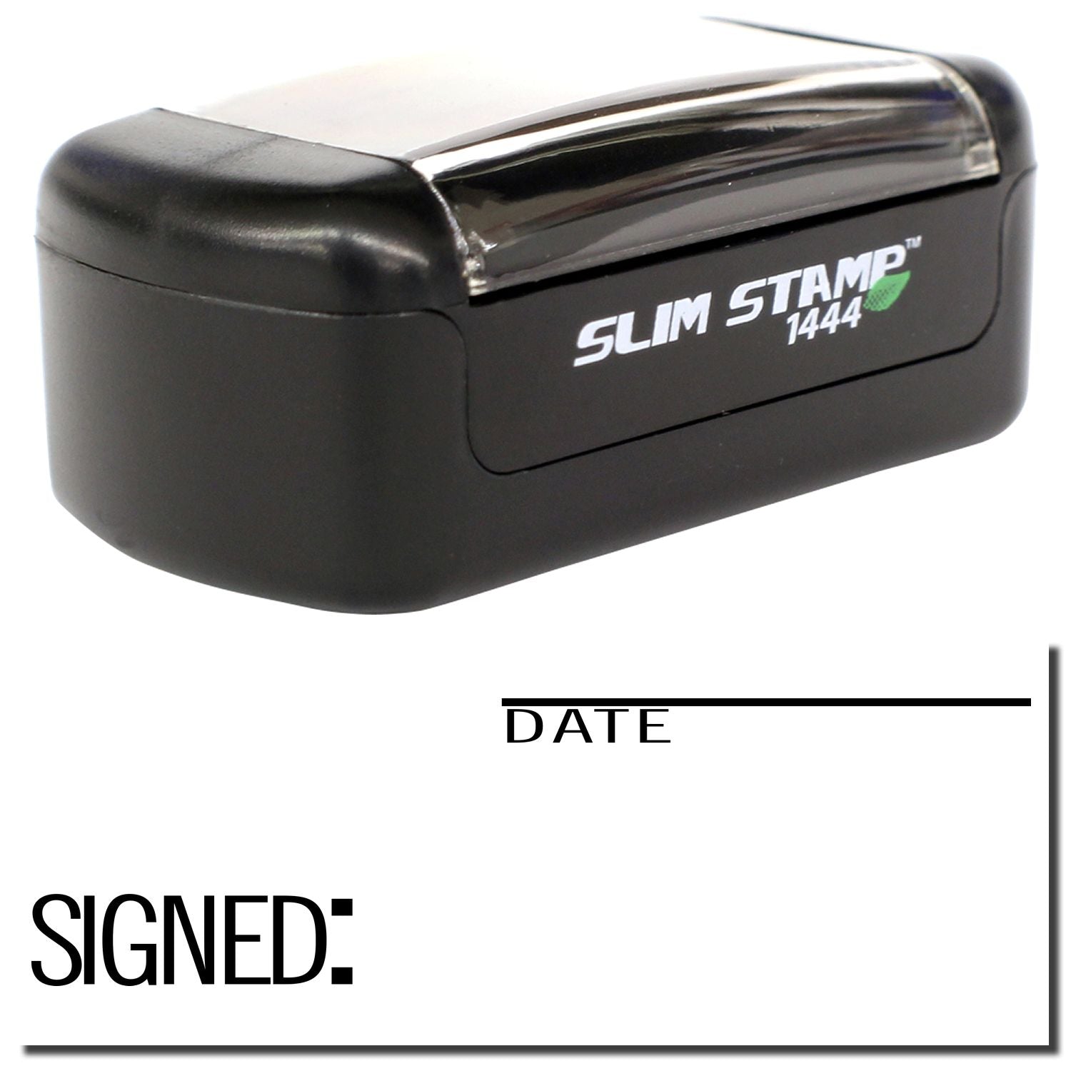 Black Slim Stamp 1444 self-inking date stamp for signed documents and office use