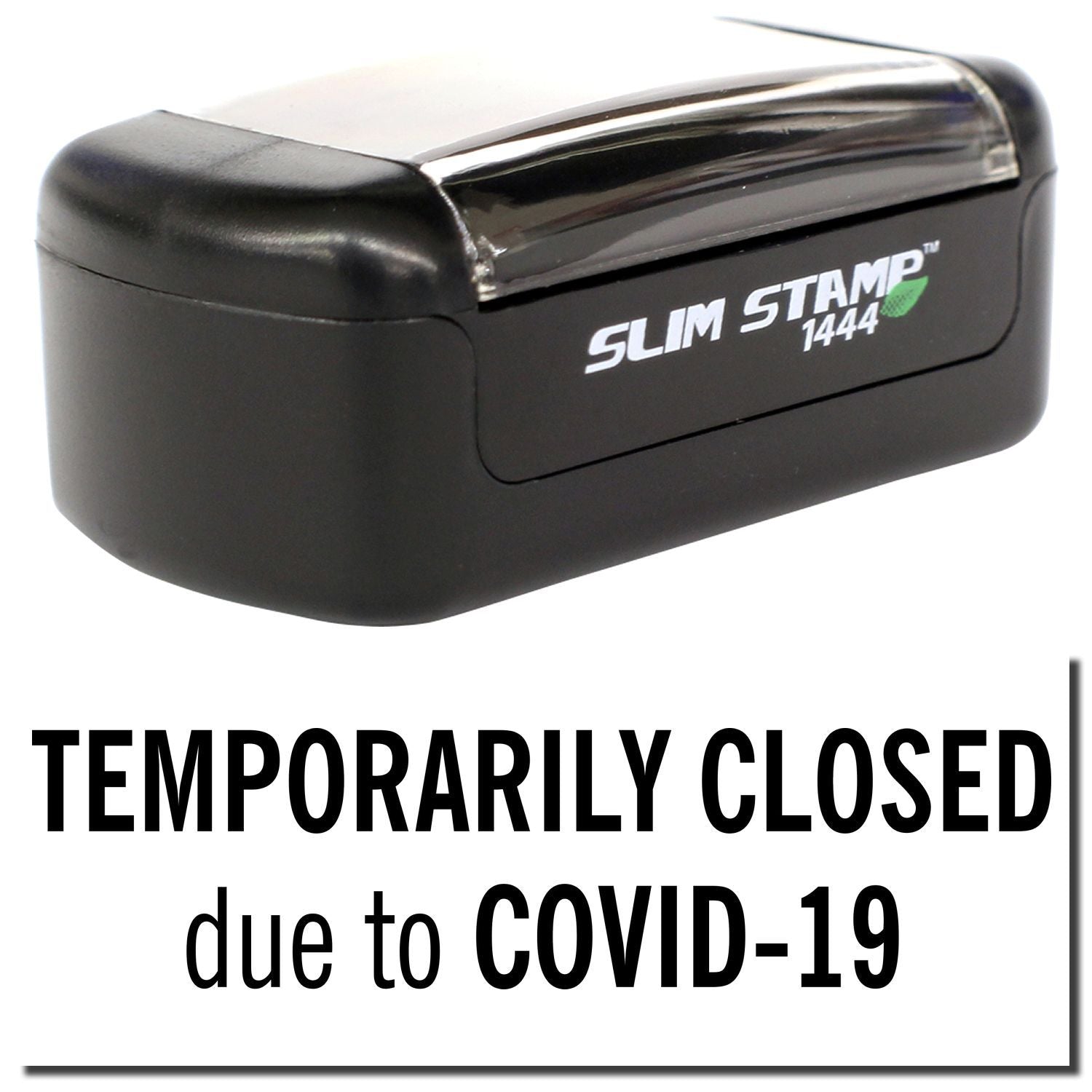 Temporary closed due to COVID-19 rubber stamp icon on white background.