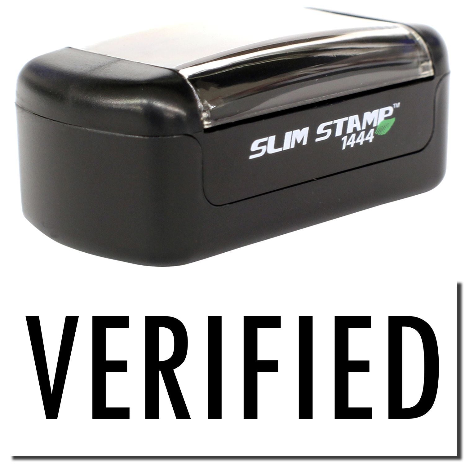 Verified Slim Stamp 1444 black self-inking rubber stamp on white background