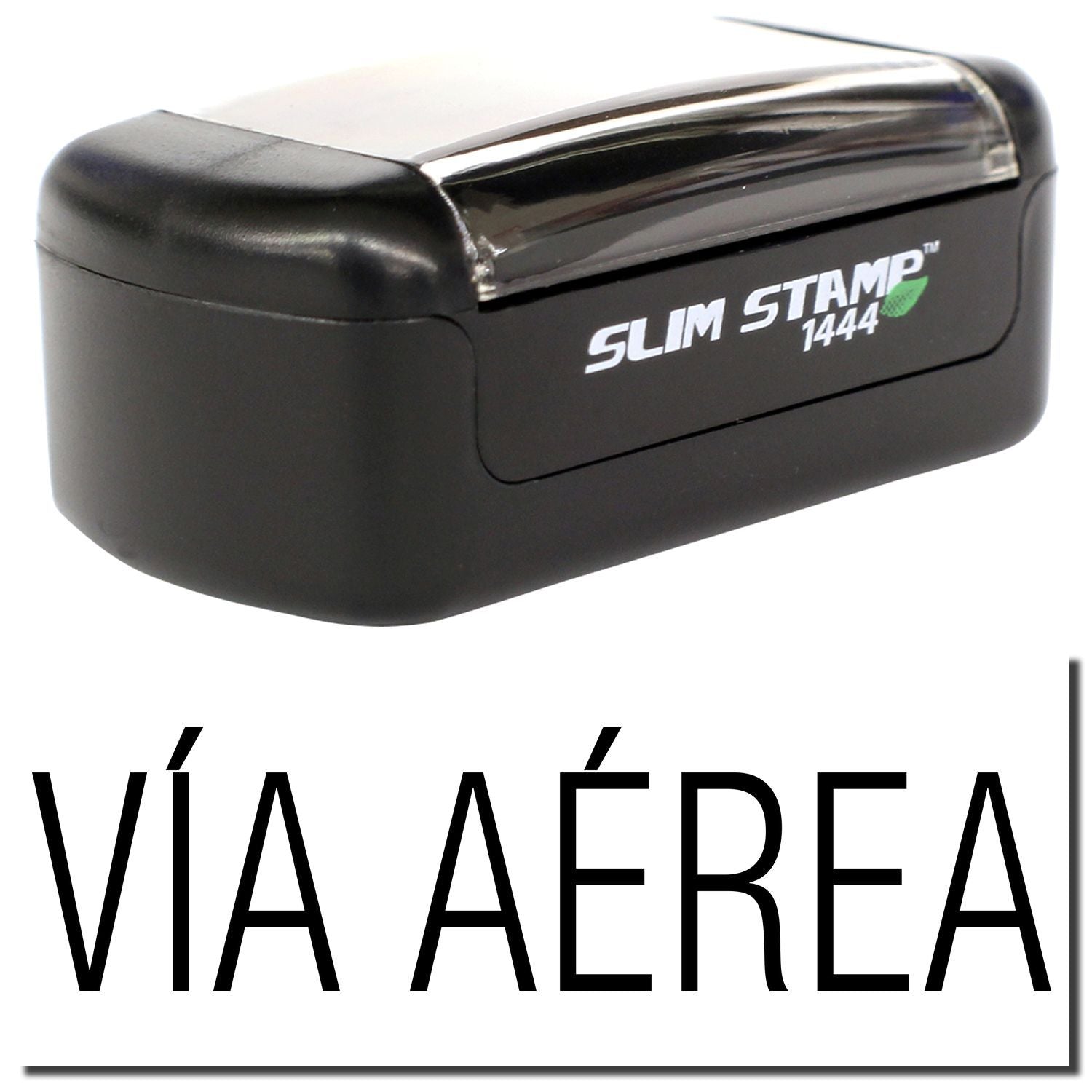 Black Slim Stamp 1444 with Va Area text, compact self-inking medical airway stamp.