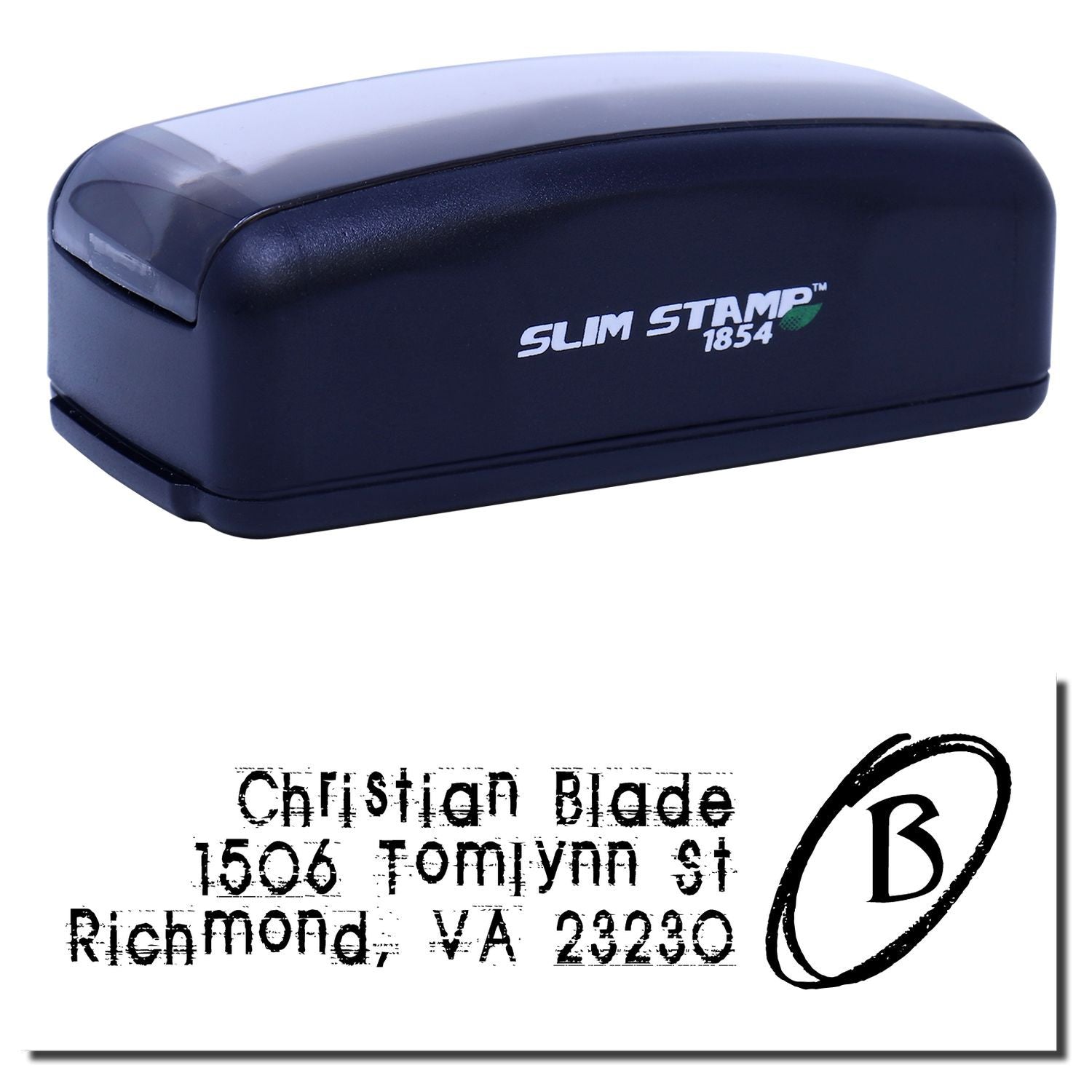 Slim Stamp 1854 custom self-inking rubber address stamp with return address impression for envelopes and mailings