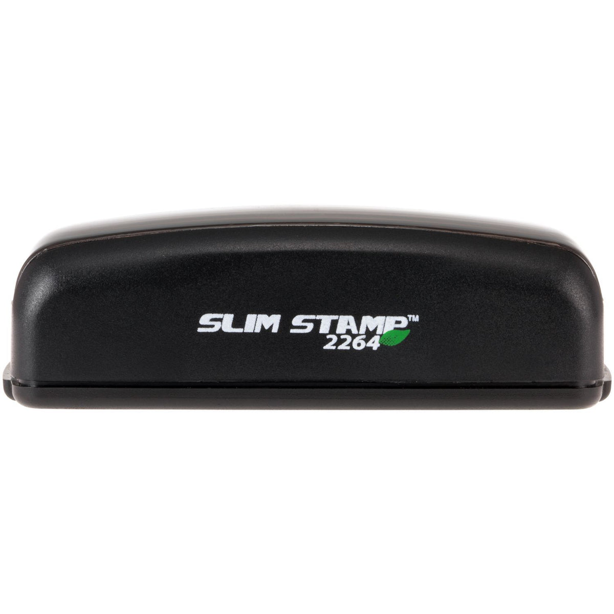 Slim Stamp 2264 label stamp for crisp printing, showing branding on black stamp case.