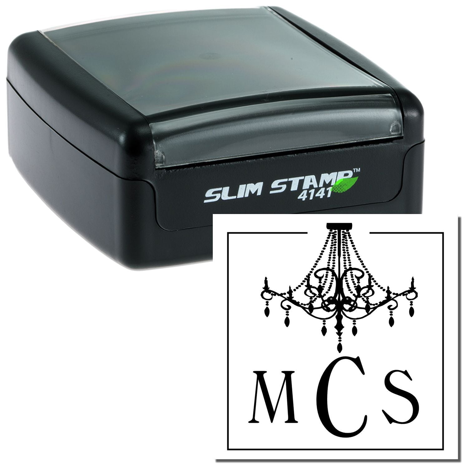 Slim Stamp 4141 self-inking stamp featuring MCS logo for crisp, professional impressions on paperwork, labels, crafts, and mailing
