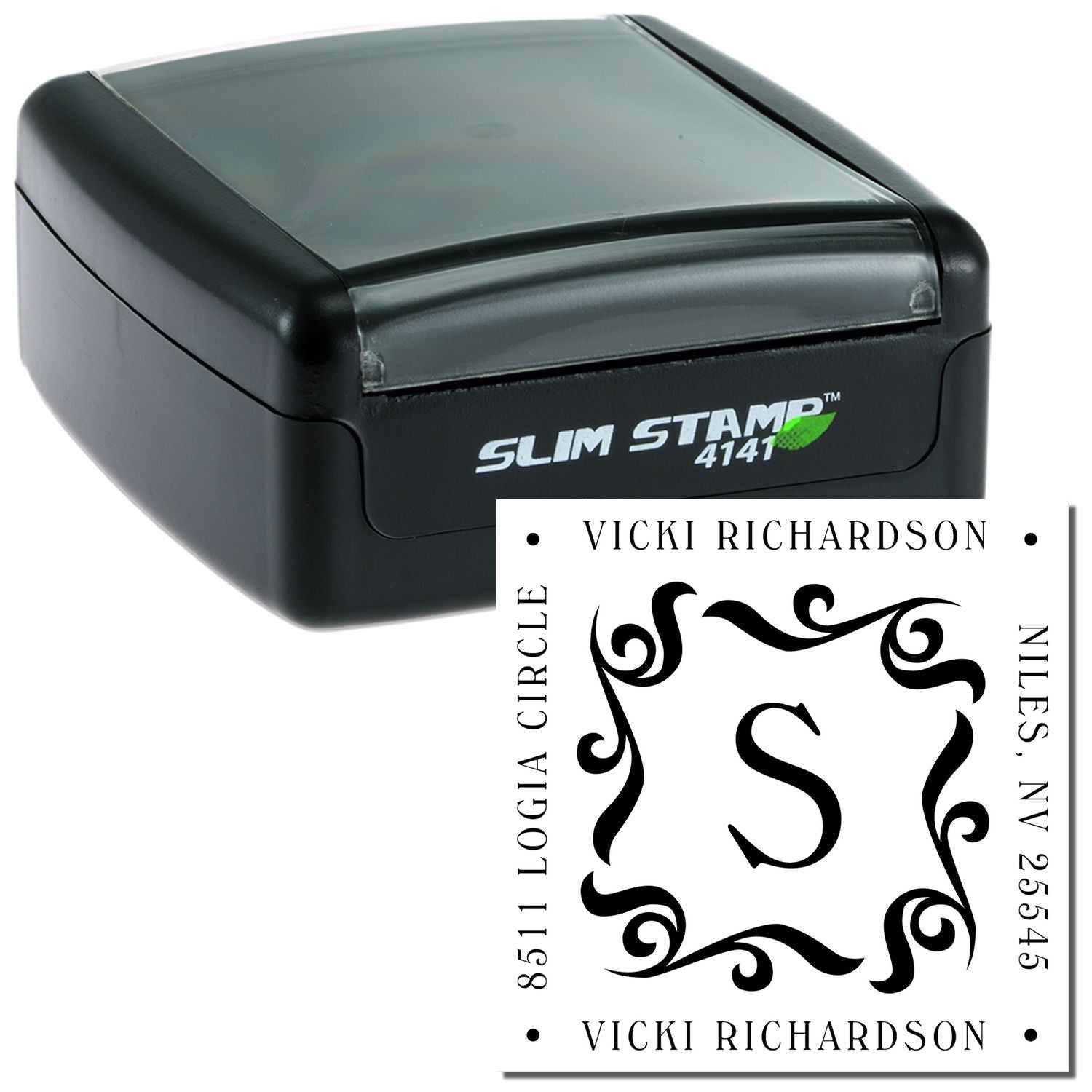 Slim STAMP 4141 Vicki Richardson clear rubber stamp packaging for scrapbooking, card making, and home crafts with detailed design