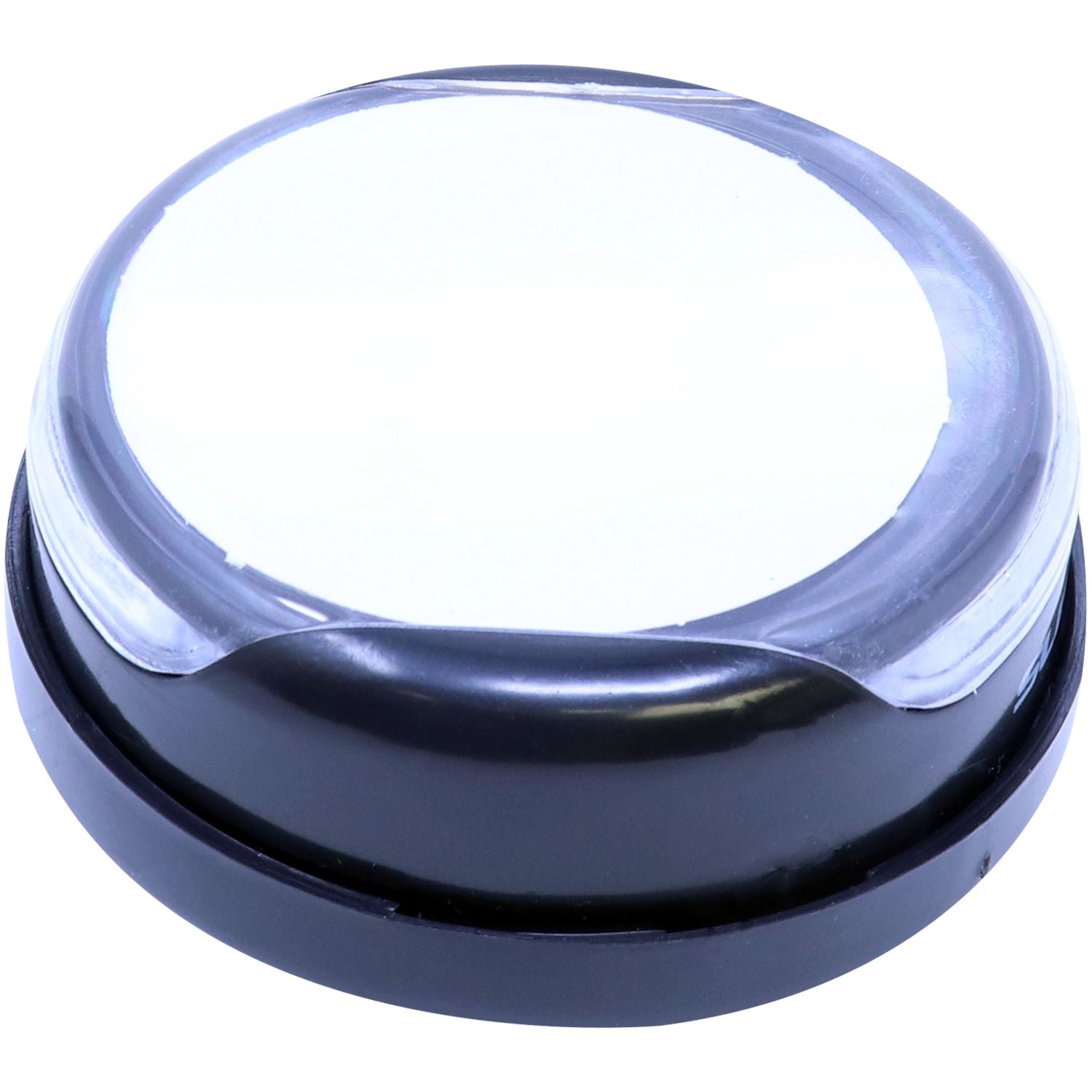 Black and clear LED beacon warning light dome lens on a white background