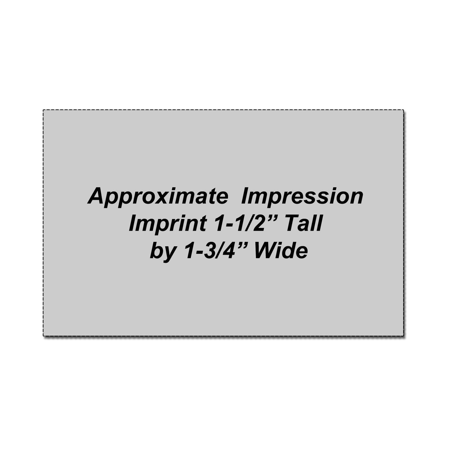 Approximate imprint area graphic showing 1-1/2 inch tall by 1-3/4 inch wide custom logo space