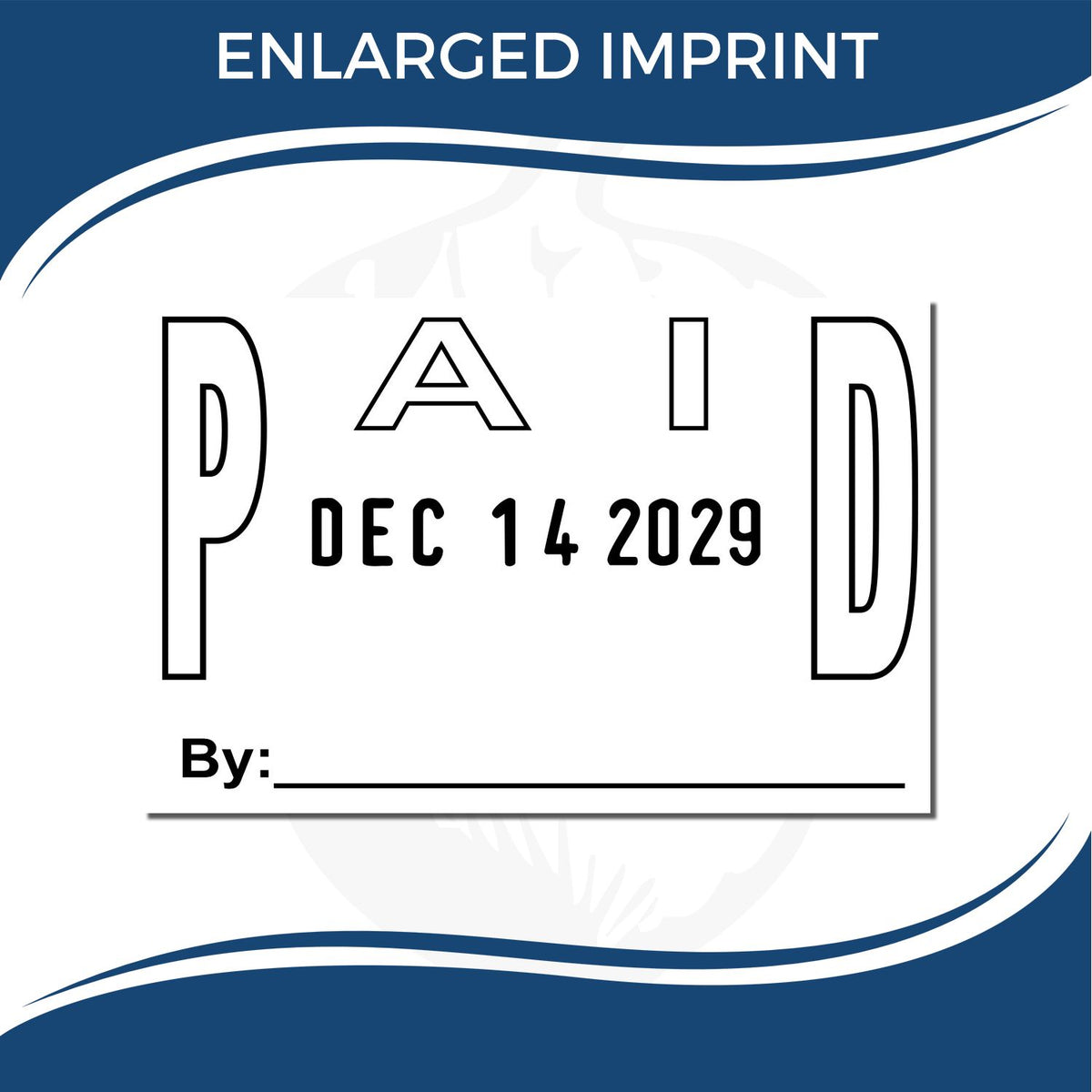 Enlarged imprint template with date Dec 14 2029, by line, and blue and white printable design.