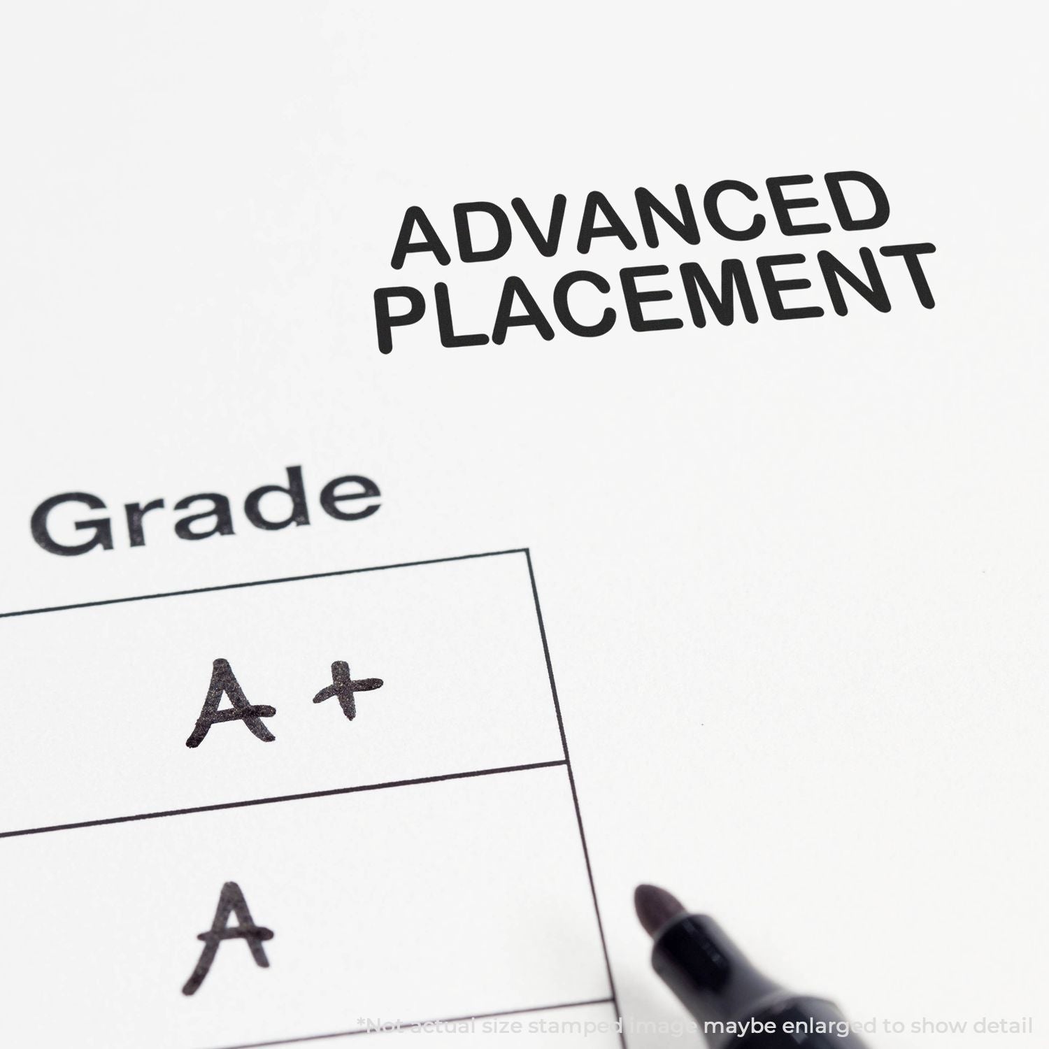 Advanced Placement (AP) study concept with Grade A+ and pen, highlighting college-ready high school coursework.