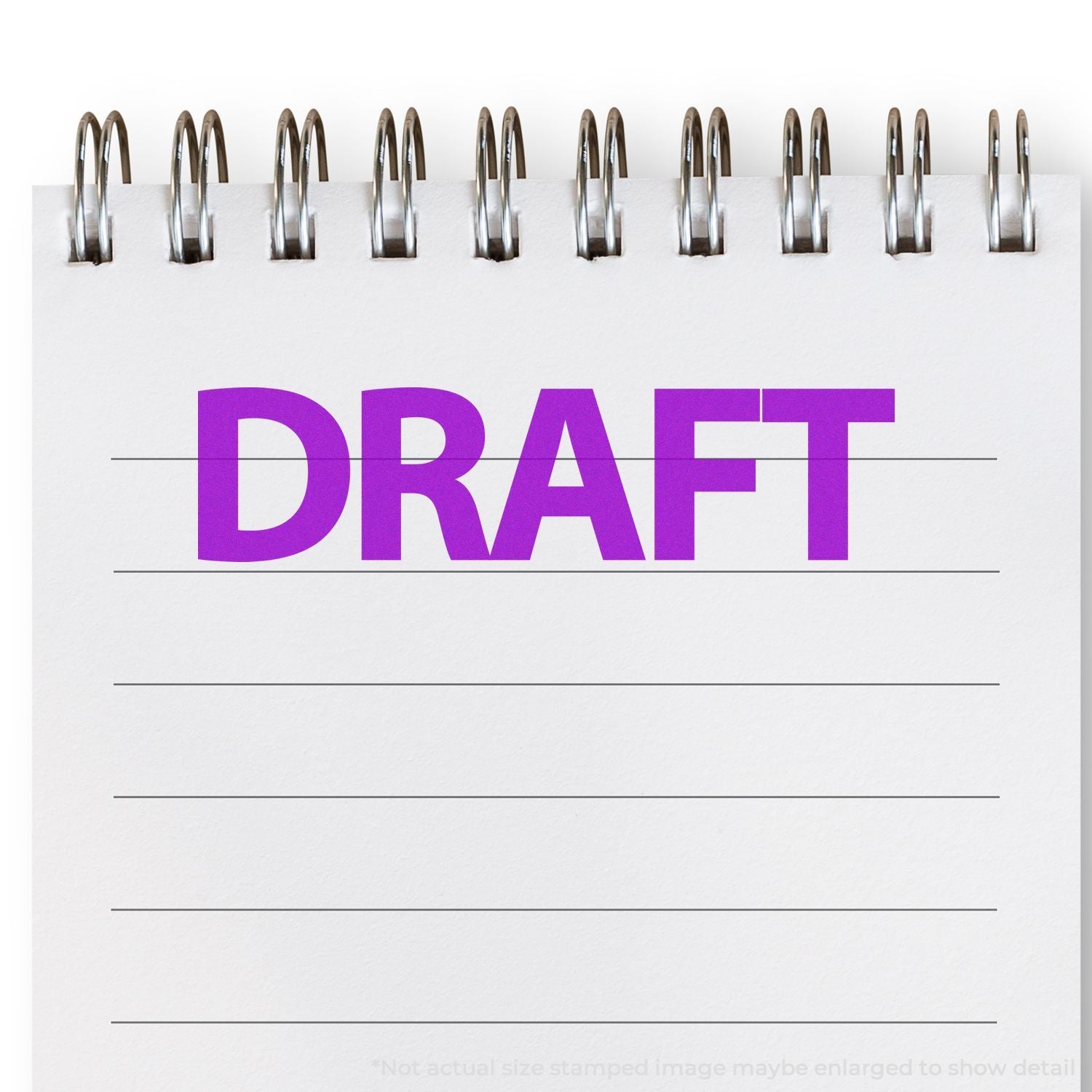 Draft document with binder rings and ruled lines, showing the word DRAFT for proofreading, review, and editing.