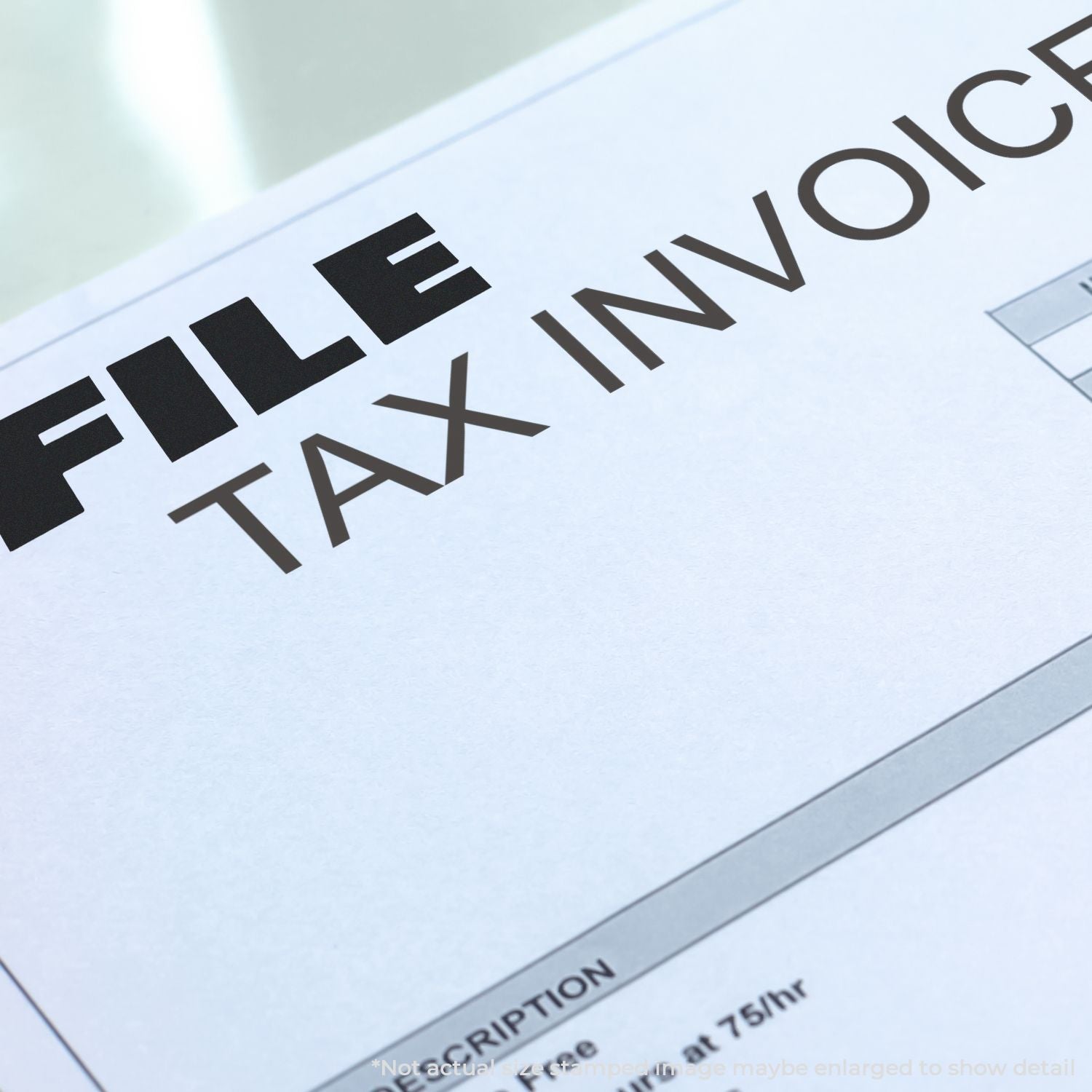 Close-up of a tax invoice form with bold FILE TAX INVOICE text, ideal for accounting and tax filing content.