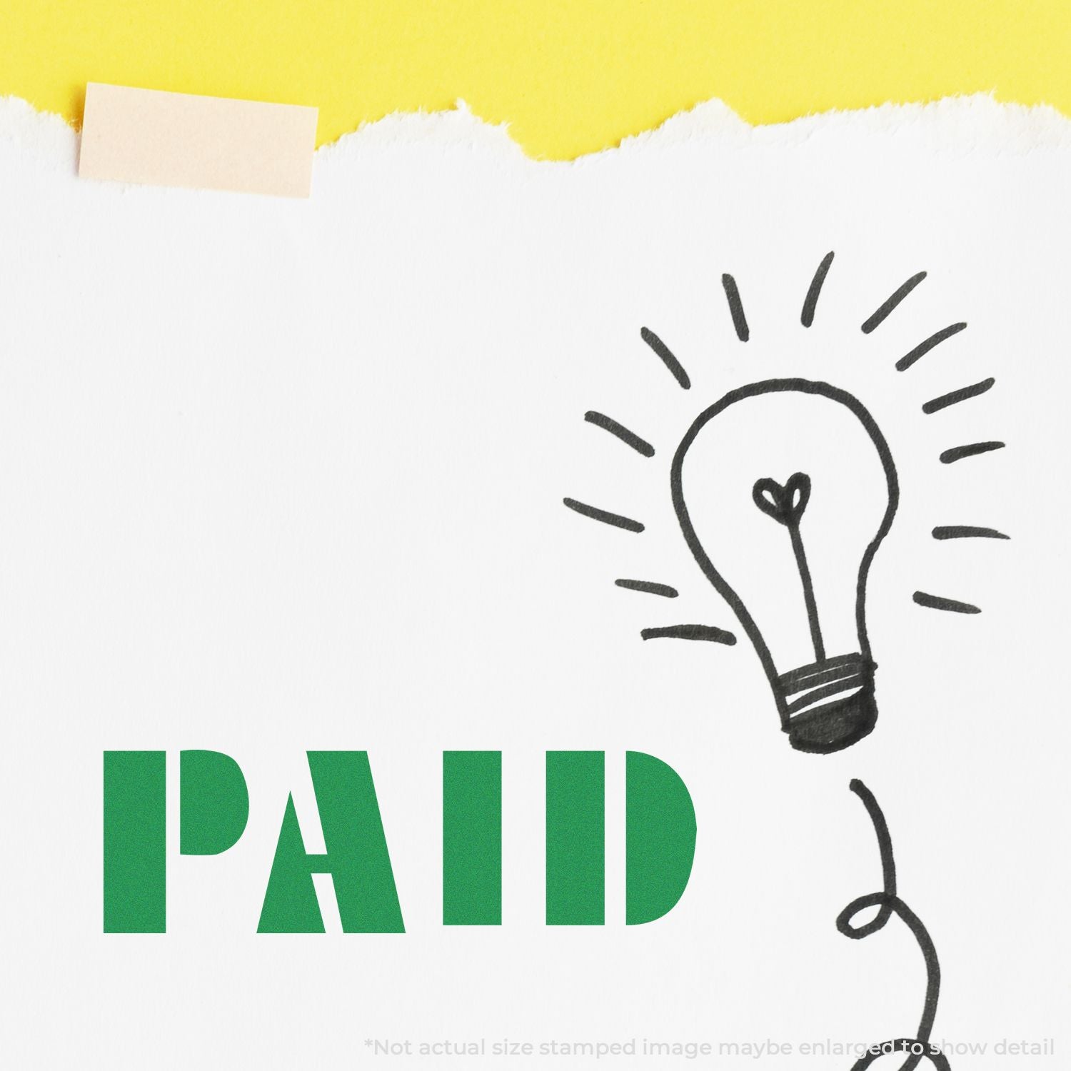 PAID payment concept graphic with a lightbulb idea sketch on a yellow and white background.