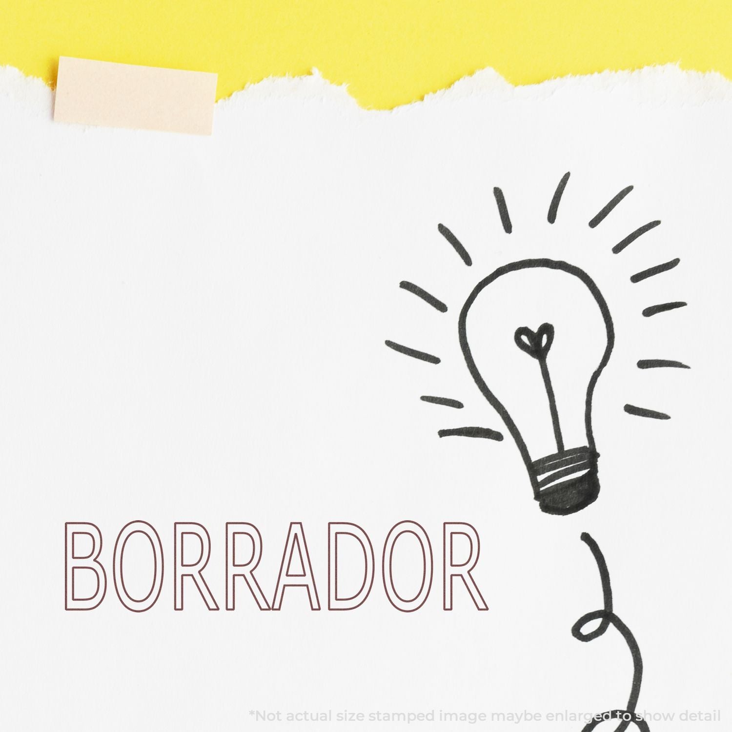 Hand-drawn light bulb with Borrador text, conveying creative ideas, brainstorming, and the drafting process.