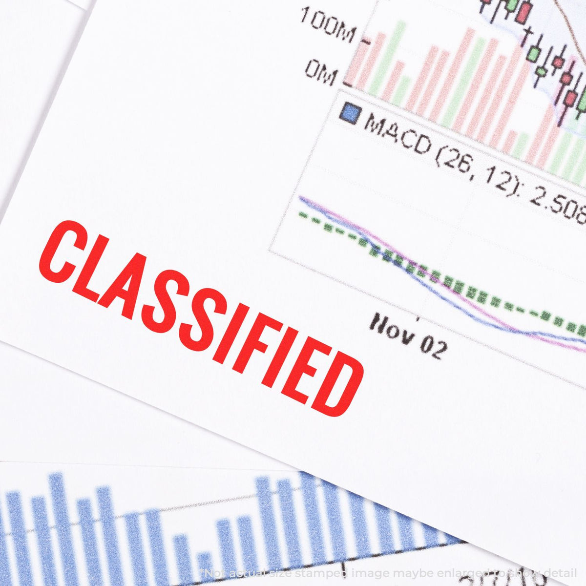 Classified report document showing printed data chart and barcode details, emphasizing restricted information security.