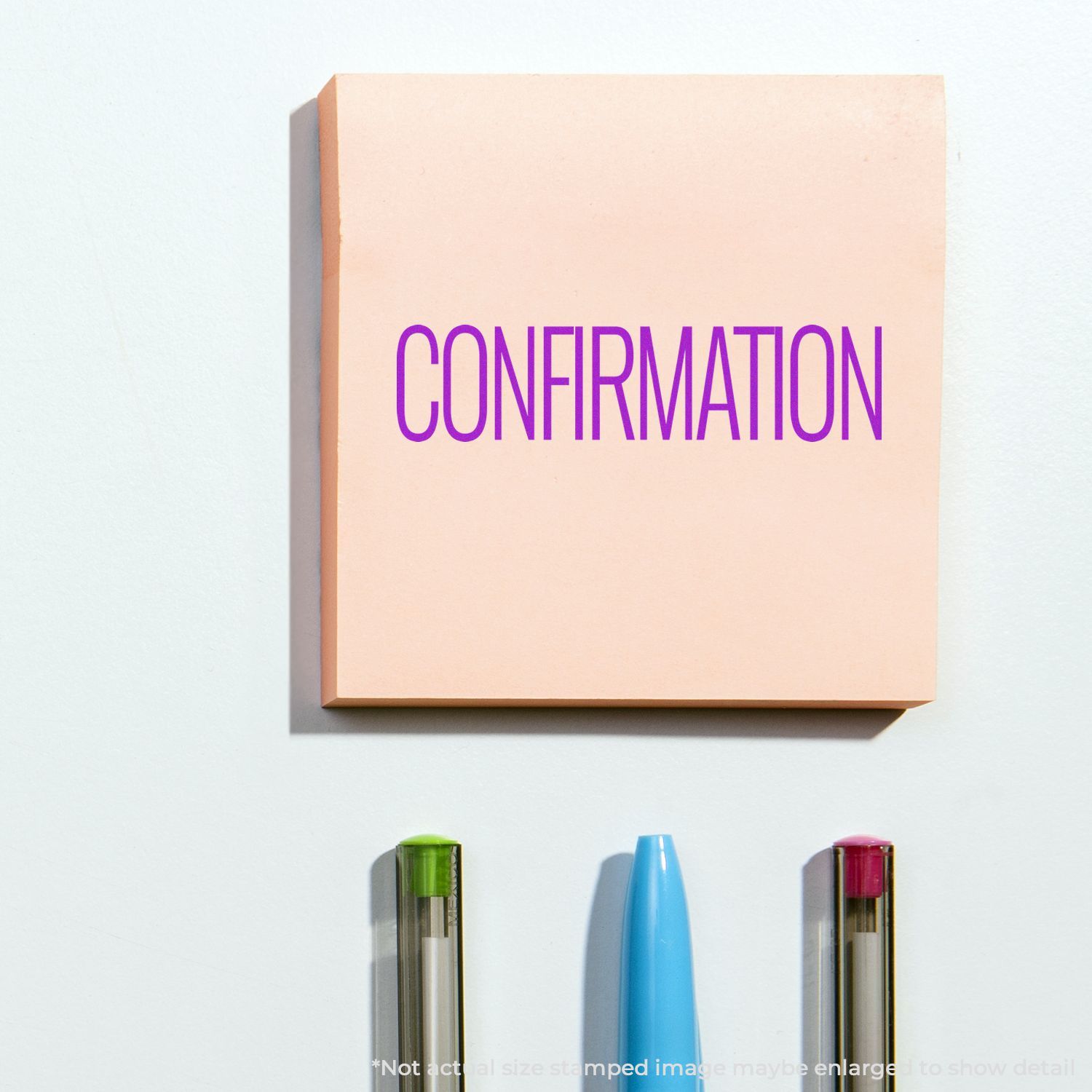 Confirmation stationery with large CONFIRMATION headline and colorful markers below, used for event or document verification purpose.