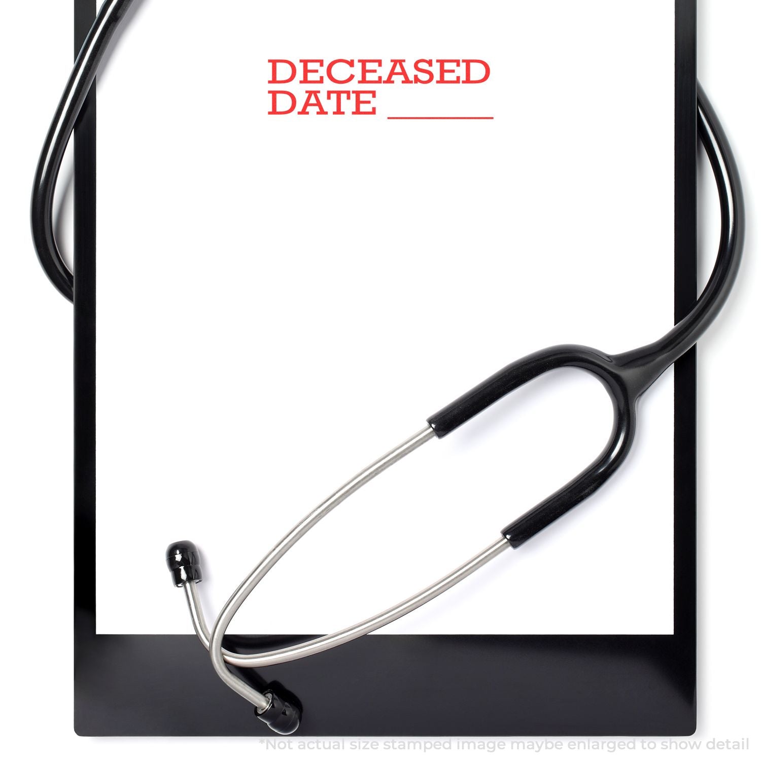 Medical stethoscope with 'DECREASED DATE' warning text, highlighting a reduced health rate and updated medical timeline.