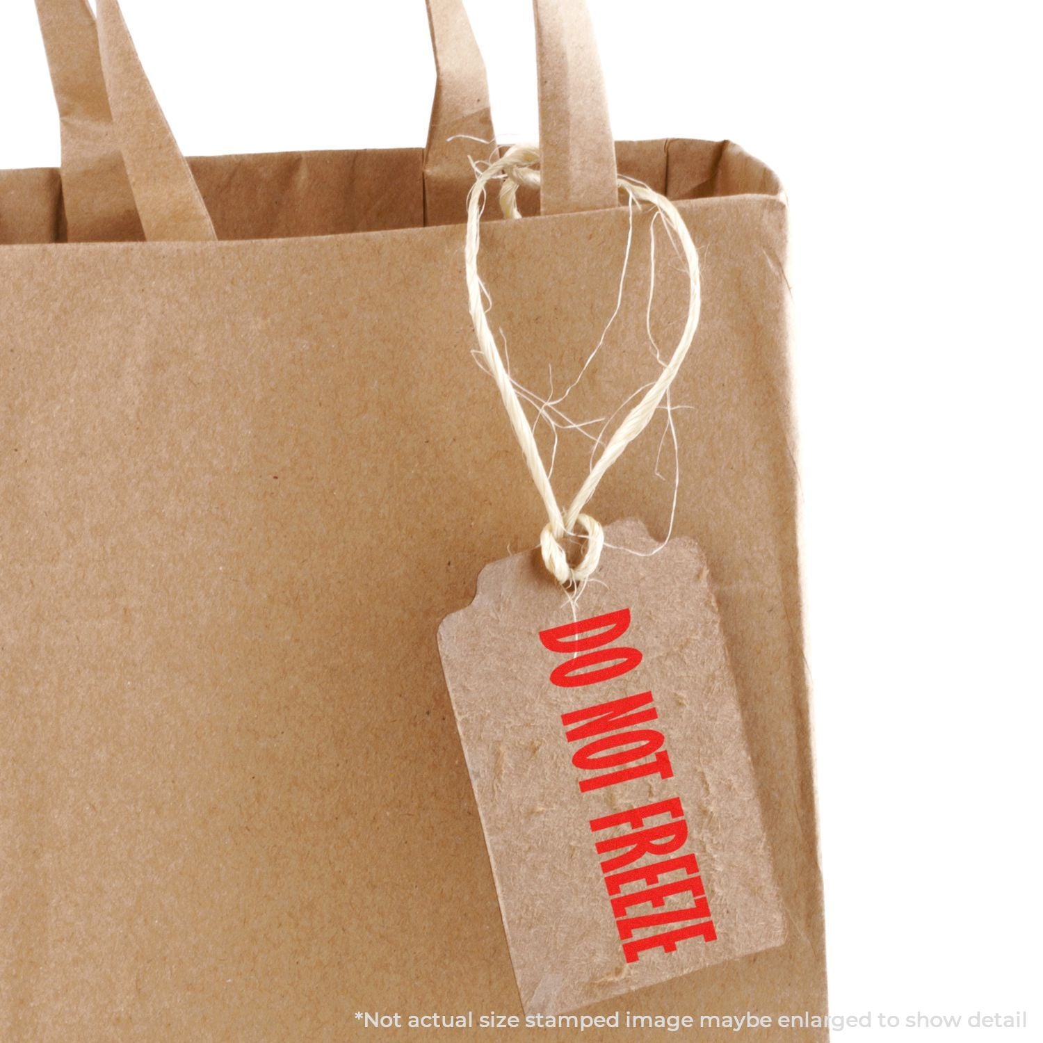 Kraft paper shopping bag with tied handle and SAVE EARTH tag for reusable eco-friendly grocery packaging.