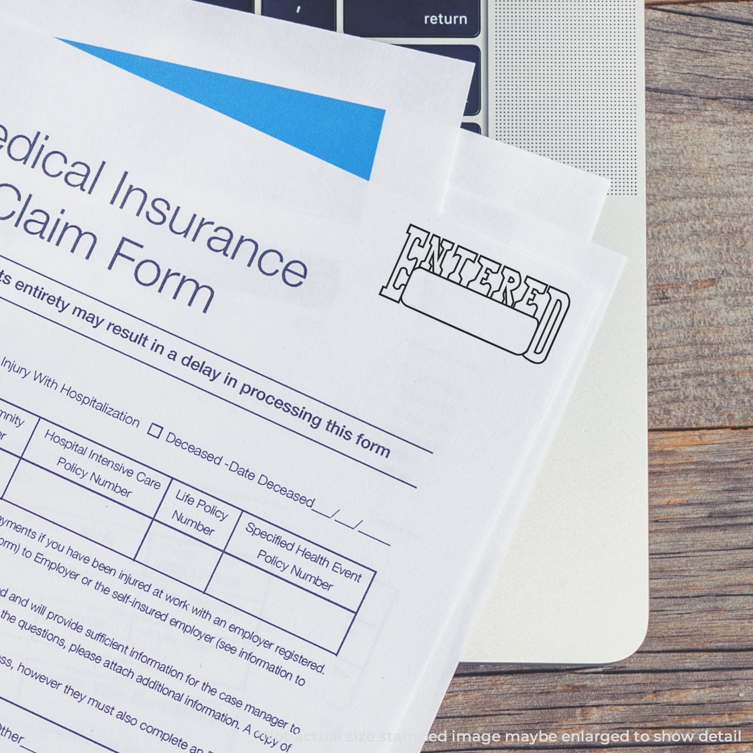 Medical insurance form with specified health event and life policy number fields, used for submitting insurance requests online.
