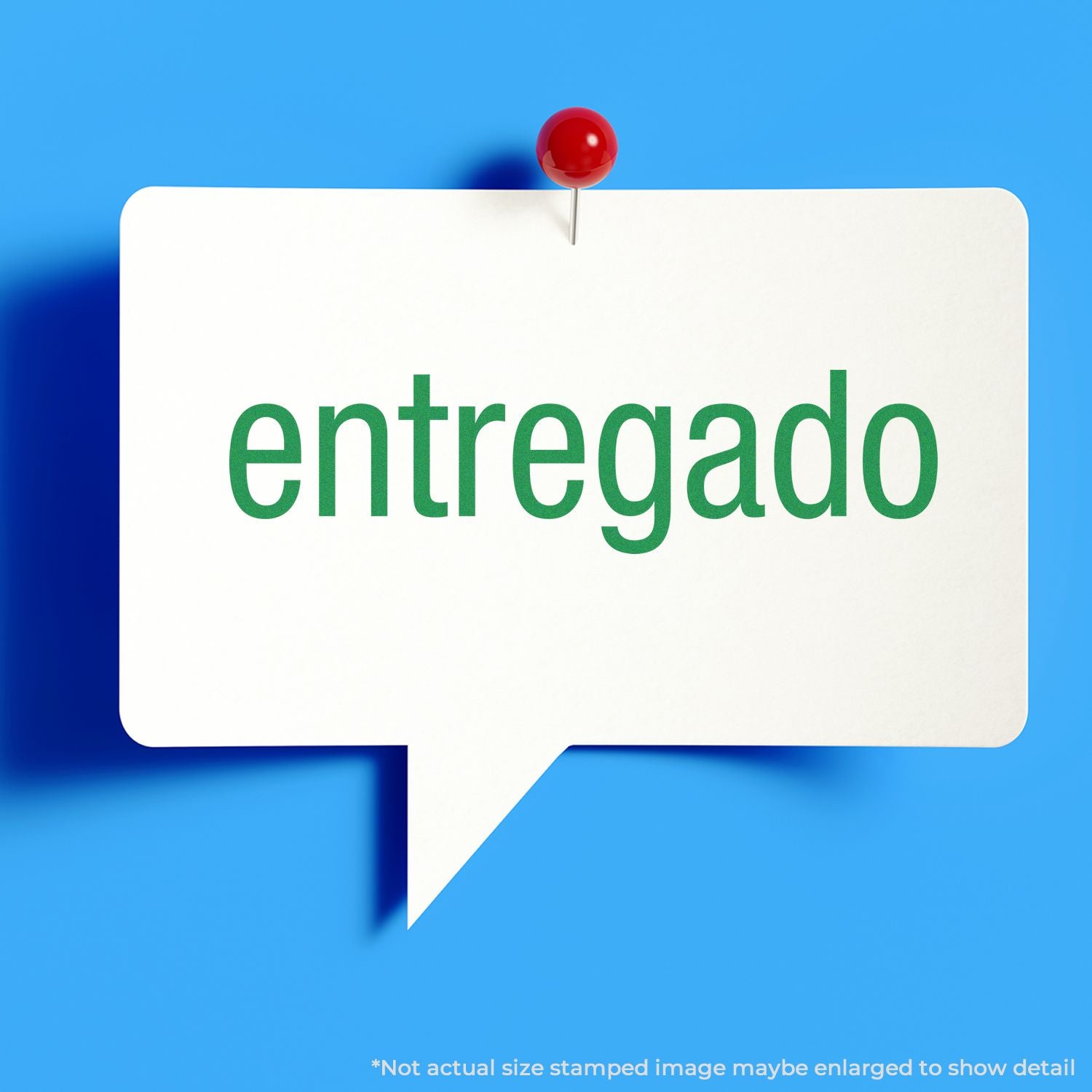 cone de status Entregado com balo de conversa e alfinete vermelho, indicando confirmao de entrega e recebimento.