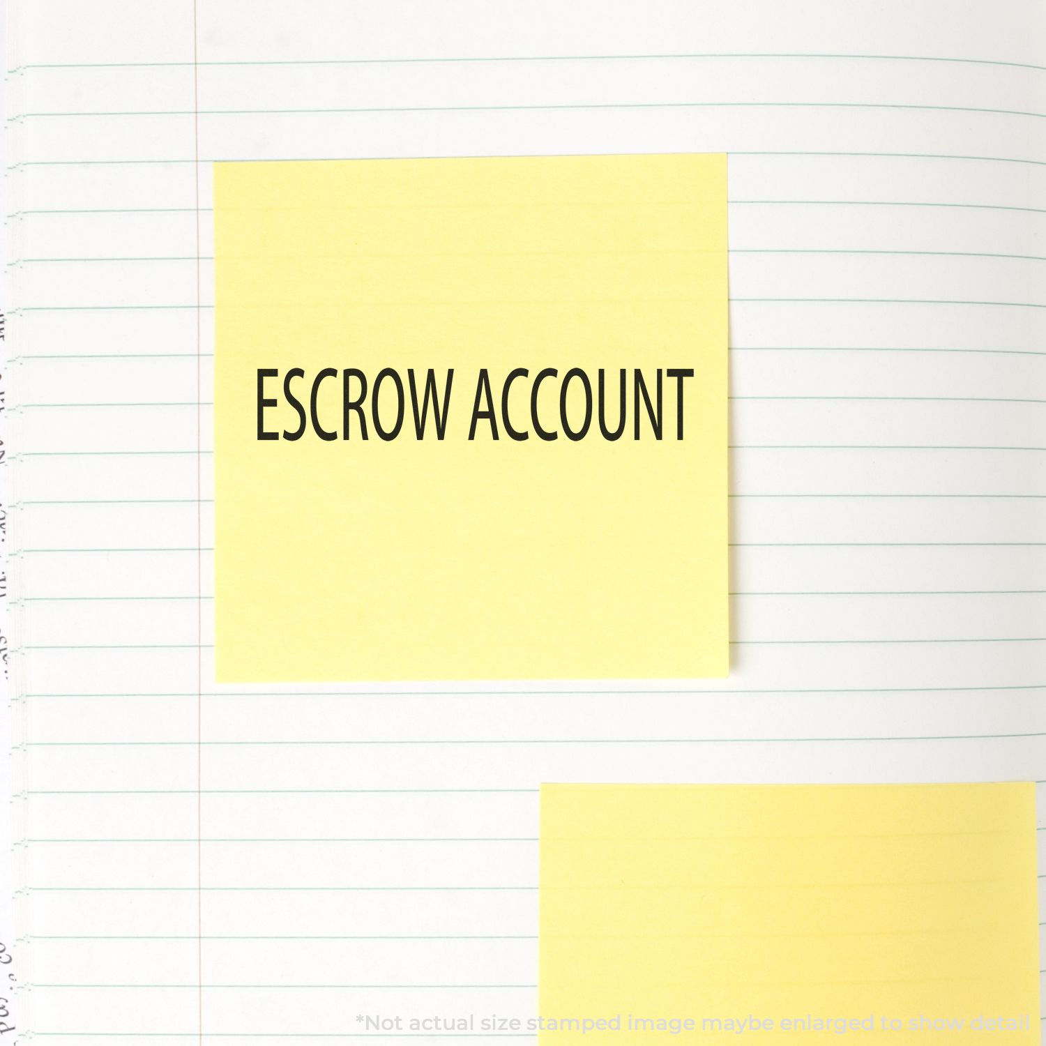 Sticky note reading Escrow Account on lined paper, representing secure holding of funds in real estate transactions.