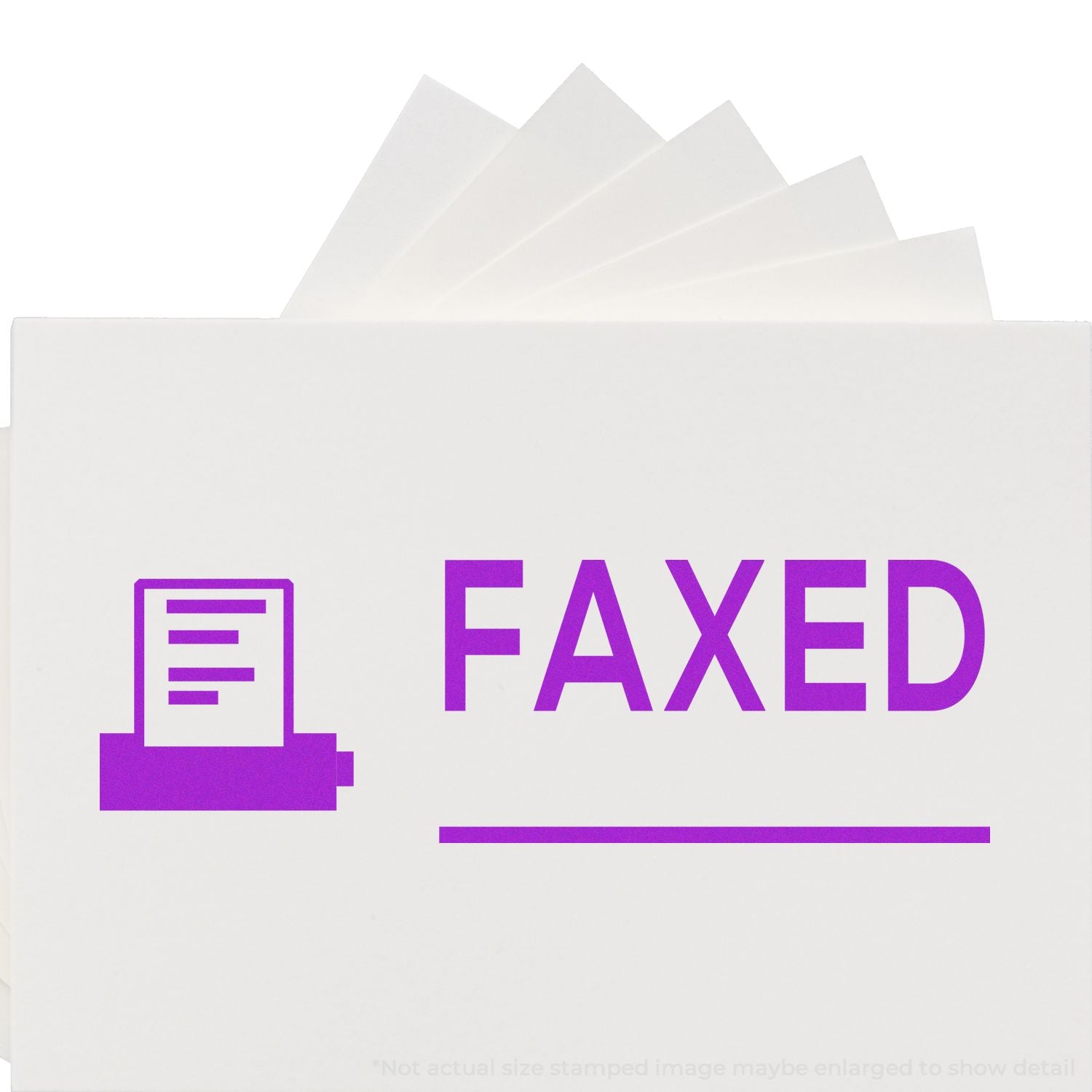 Faxed document icon with paper stack showing fax status for sending scanned files and reports via online fax service for business documents