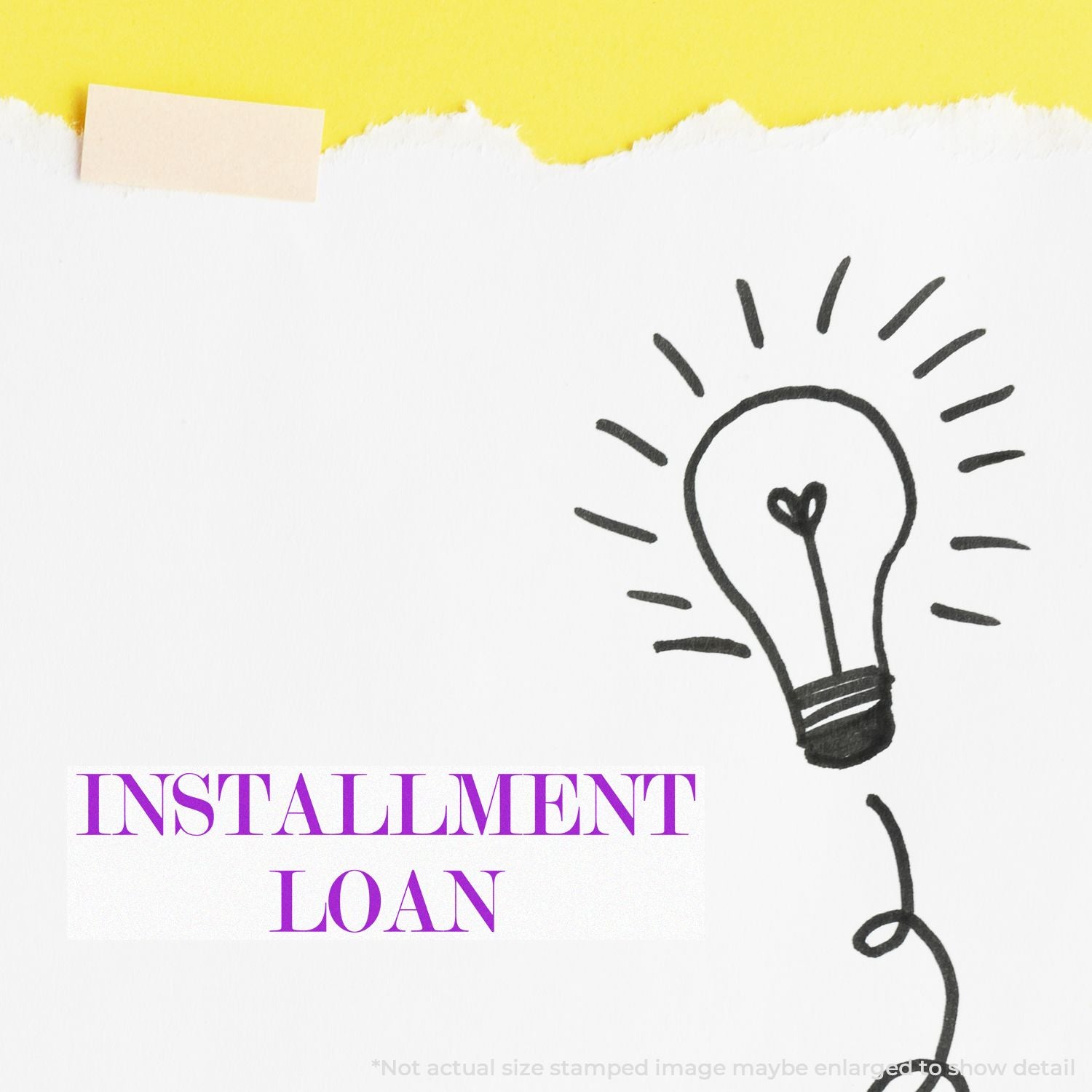 Installment loan concept image with lightbulb illustration and installment financing text on bright yellow background for payment options