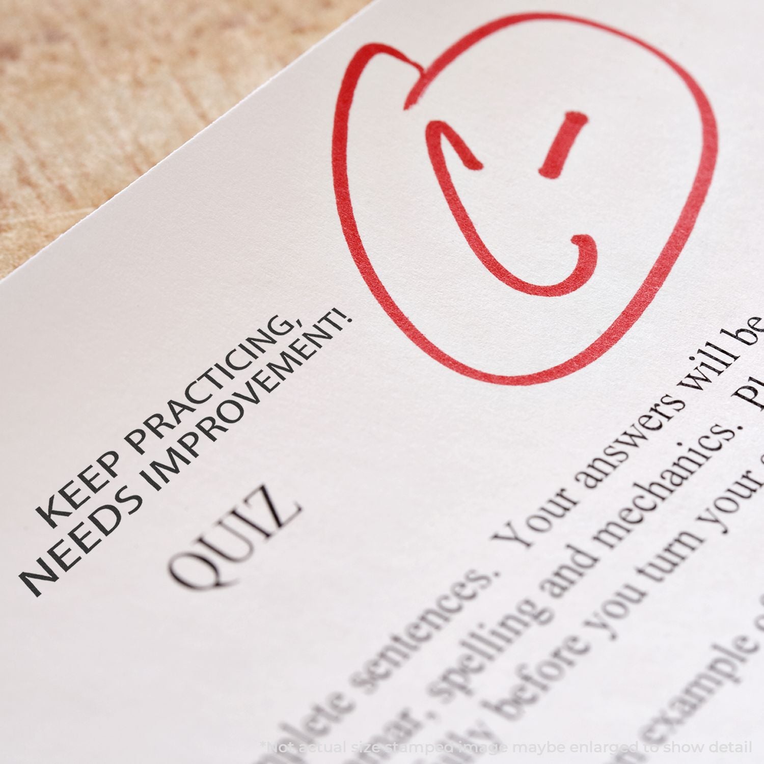 Motivational note with smile icon and Keep Practicing! message encouraging improvement through consistent practice.