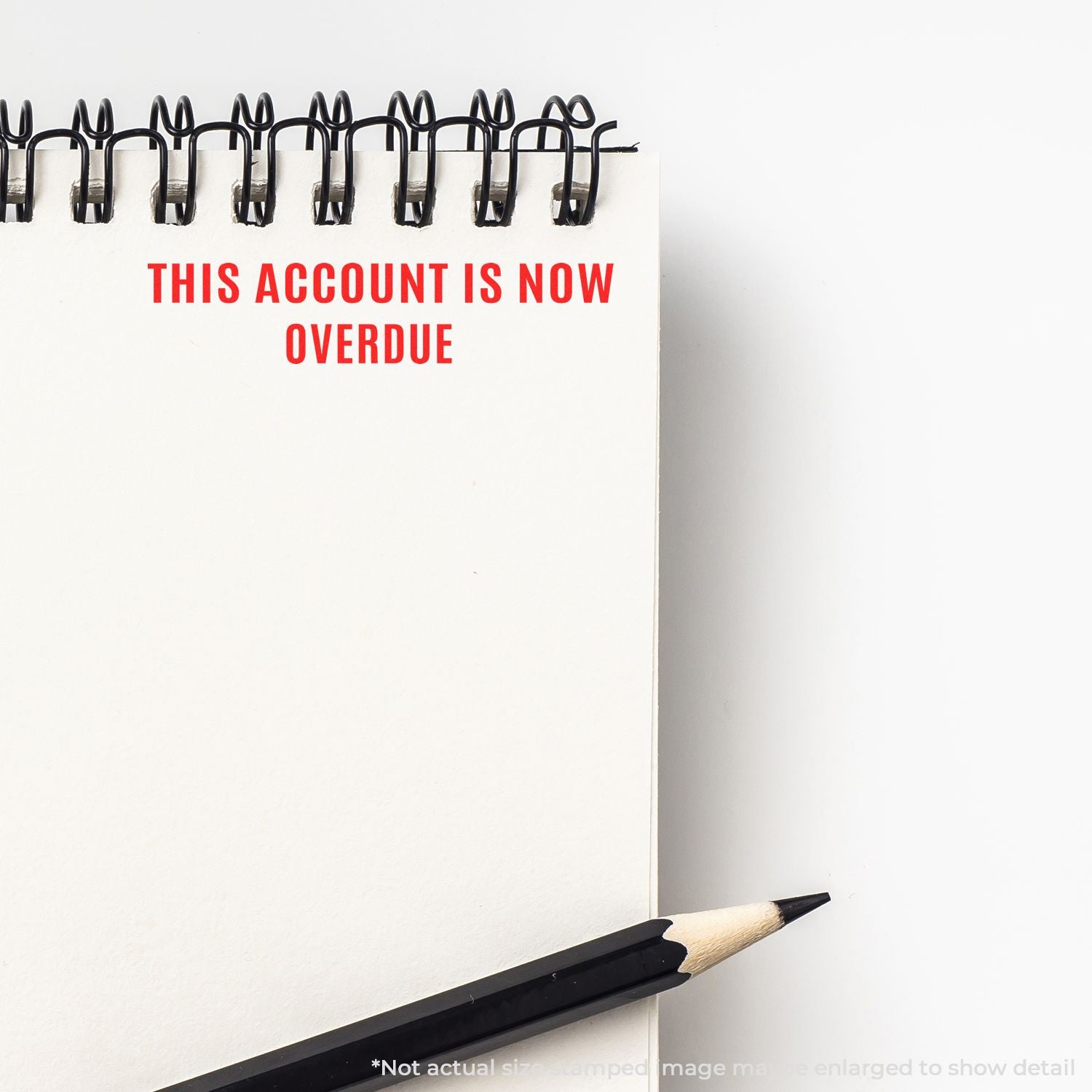 Overdue account warning on notebook page: This account is now overdue with payment reminder message.