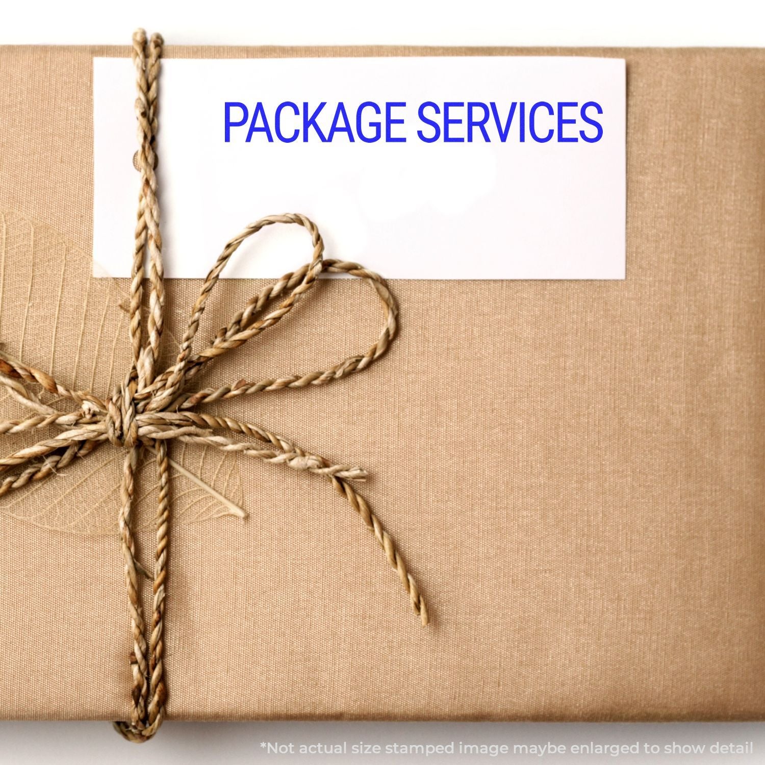 Package Services banner on a tied gift package with rope handles, promoting shipping and delivery services