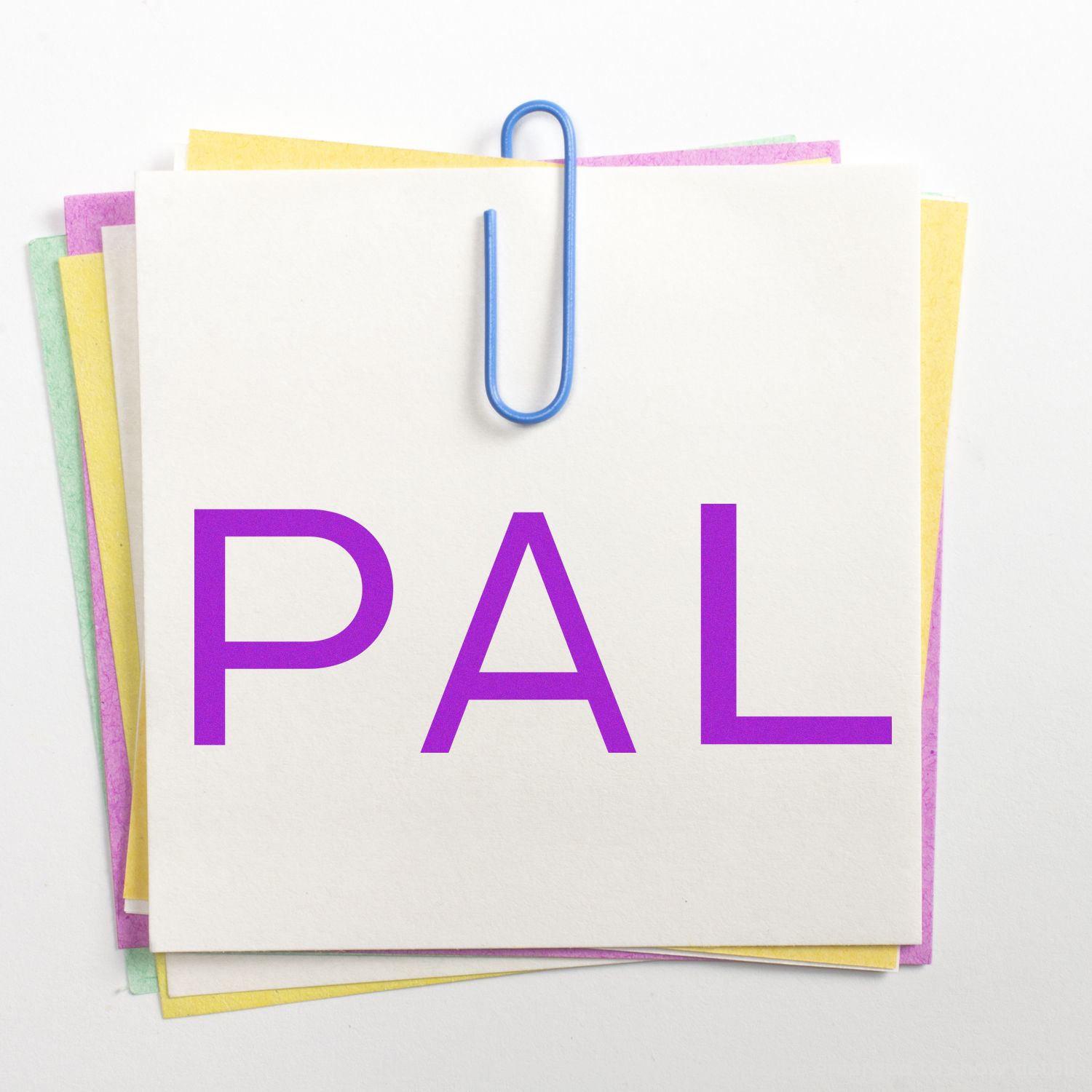 Paper gift bags with blue handle and PAL lettering, conveying friendly gift shopping and present ideas