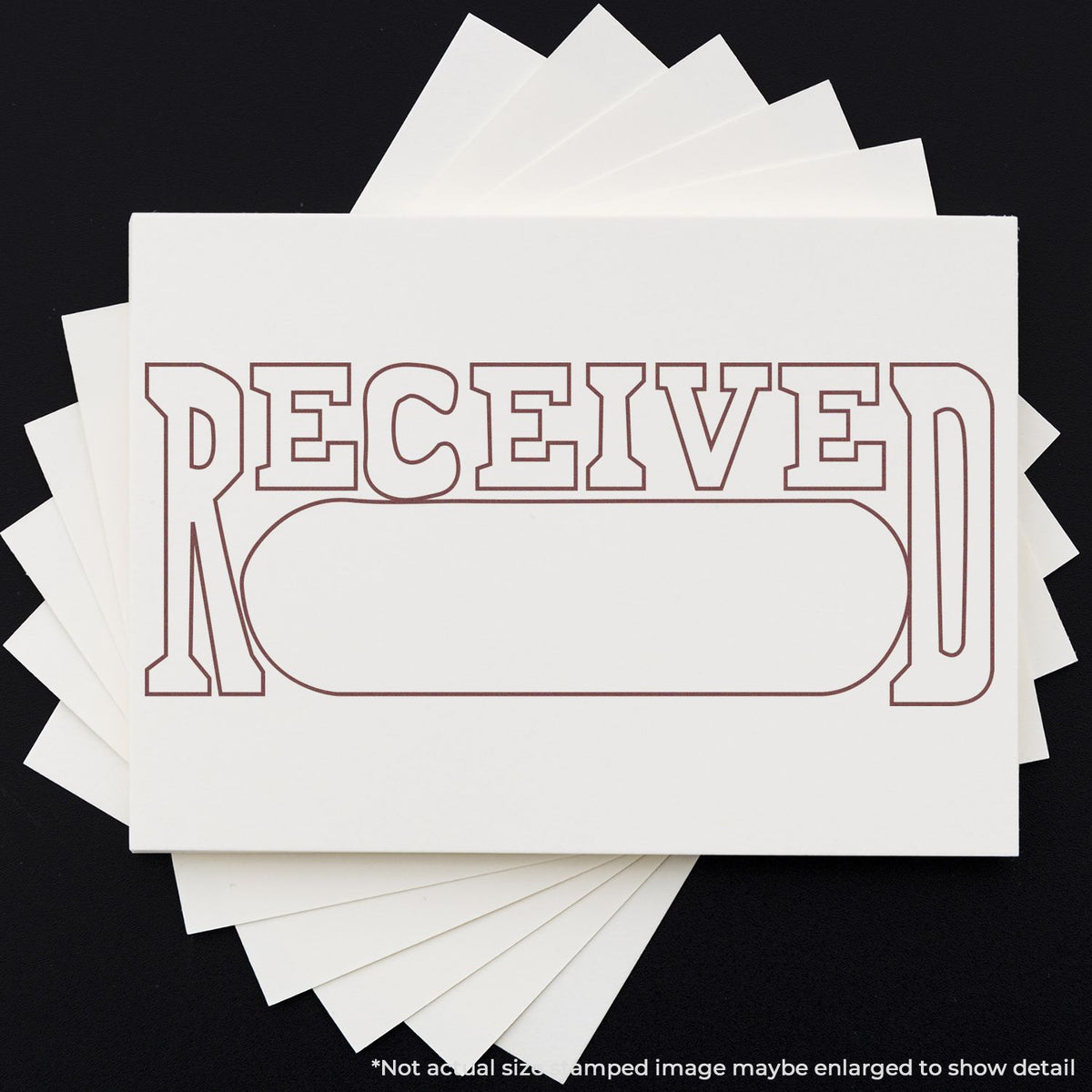 Decorative white card showing RECEiVEN stylized typography and blank label oval for receipt or invitation design.
