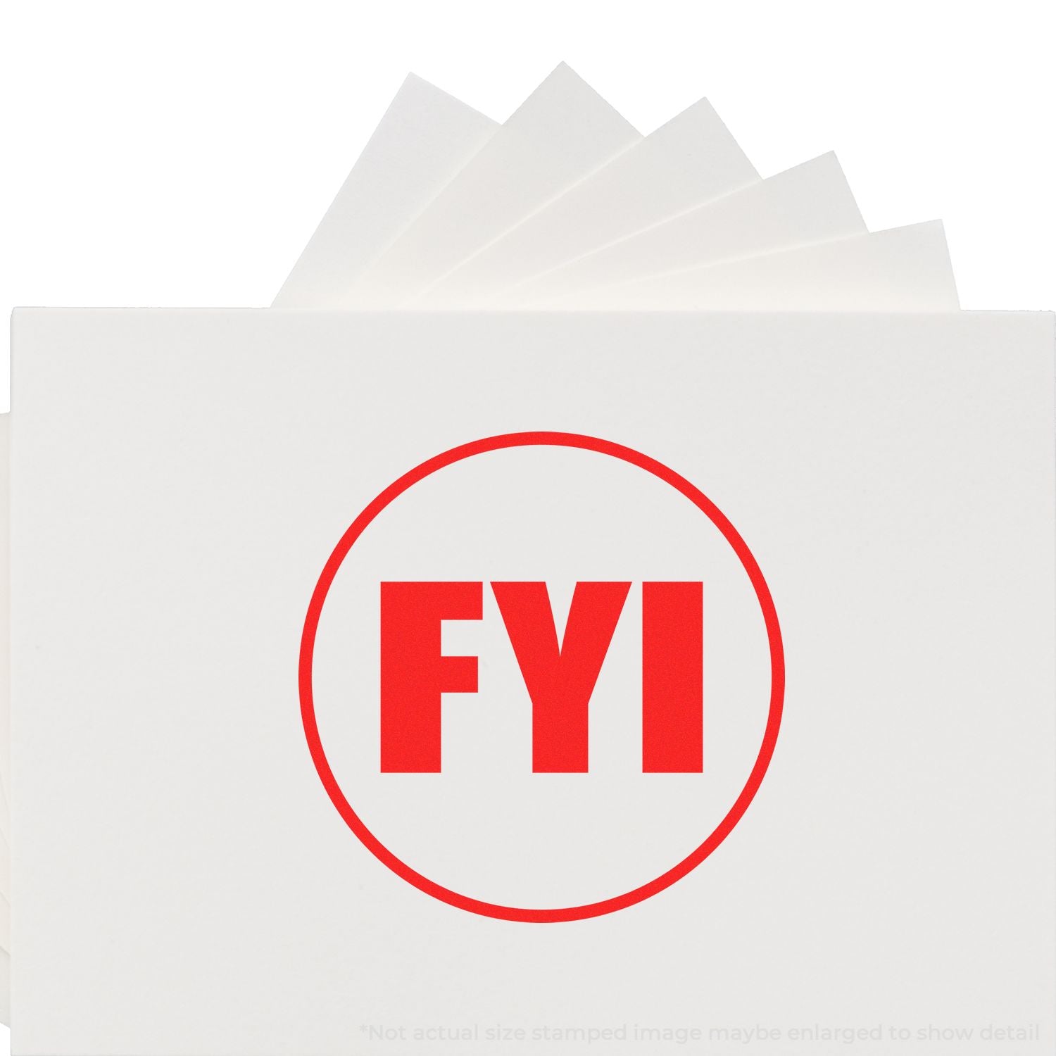 White document folder with red FYI stamp and papers, office communication notice