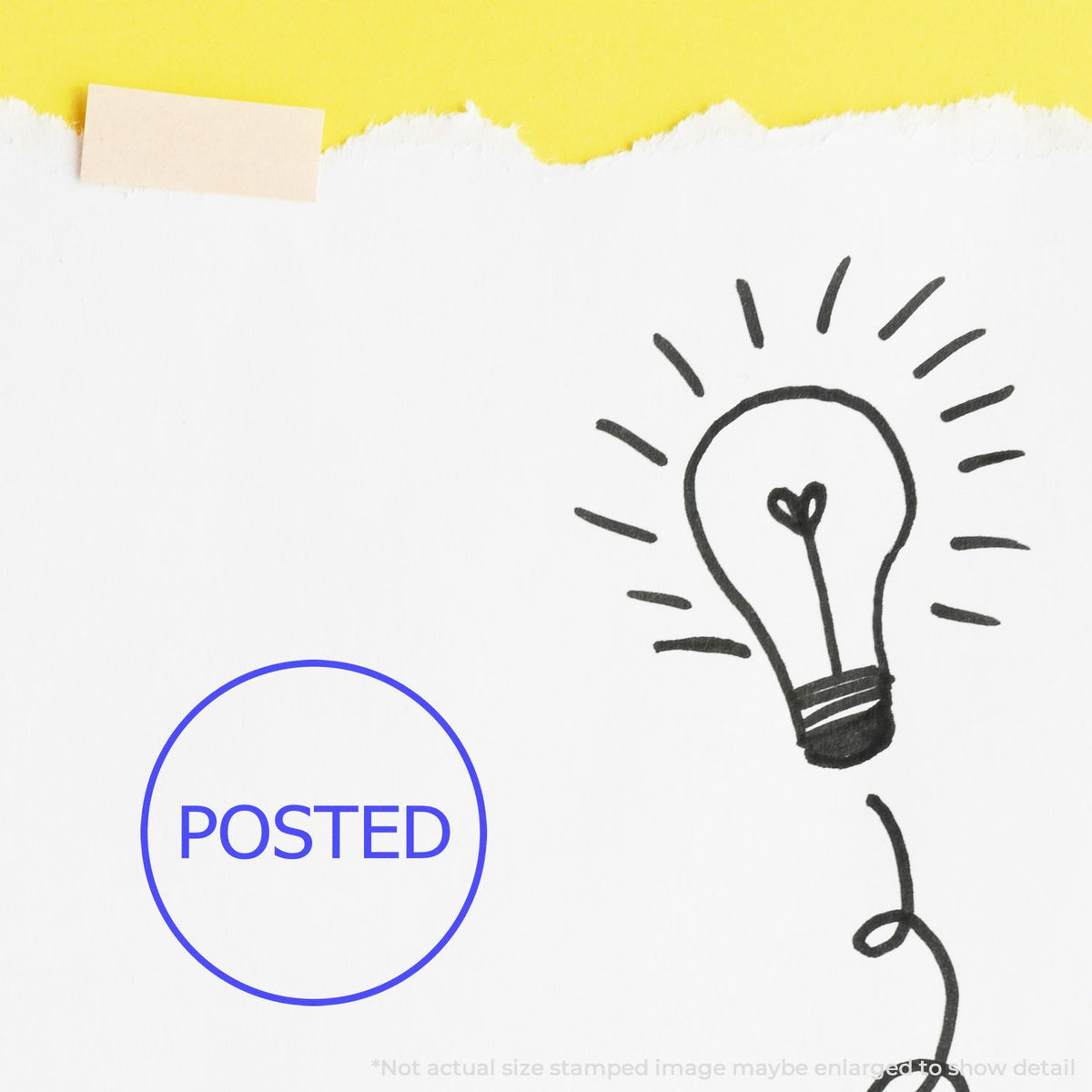 Posted innovation idea concept image with hand-drawn light bulb on paper background for blog or website updates