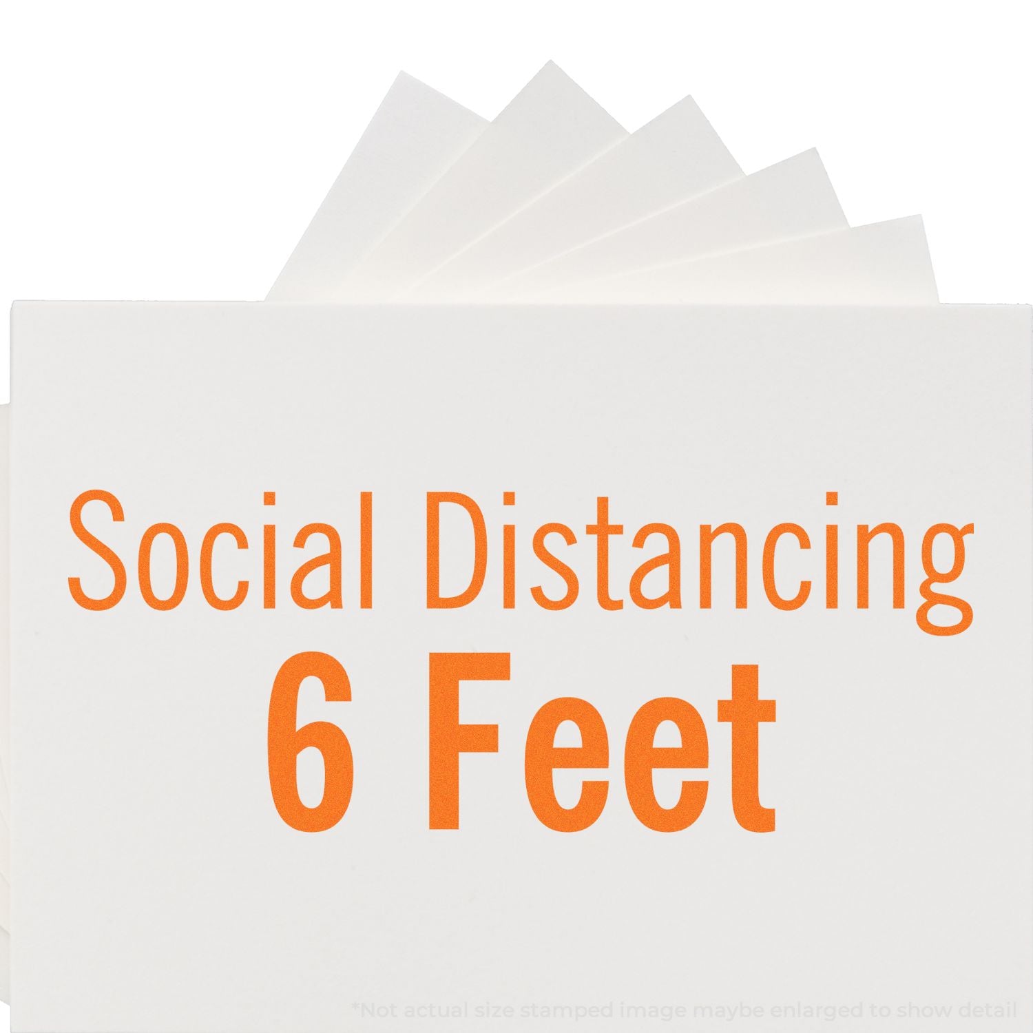White social distancing folder labeled 6 Feet with orange text and layered tabs, promoting COVID-19 safety guidelines.
